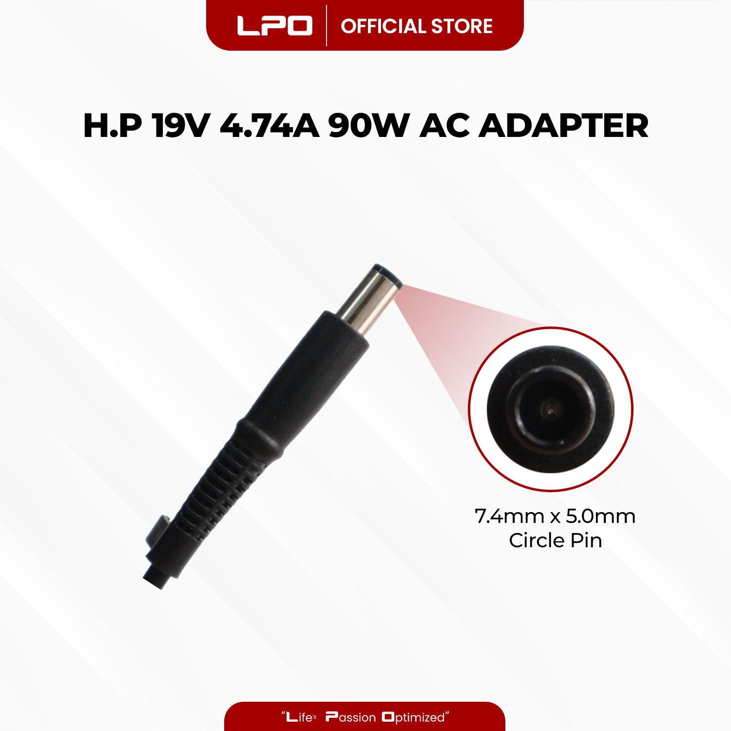 Laptop Charger HP 19V 4.74A 90W	Circle Pin 7.4mm x 5.0mm Compatible with HP ProBook 430