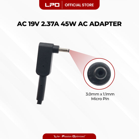 Laptop Charger Acer 19V 2.37A 45W Micro Pin 3.0mm x 1.1mm Compatible with Acer Aspire 5 A515-44 A515-46