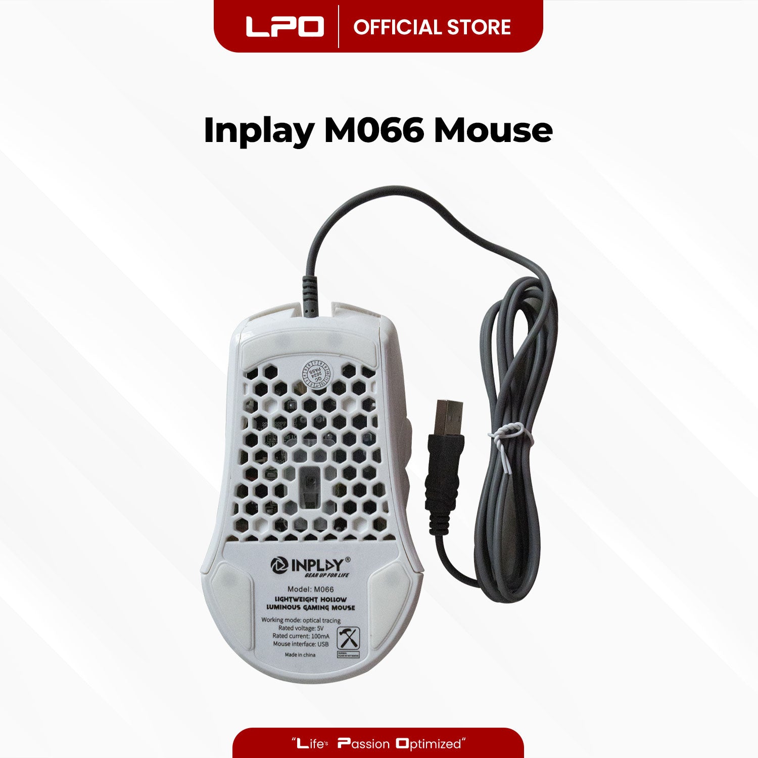 Inplay M066 Wired RGB Gaming Mouse Lightweight Hollow Luminous Mouse For PC Computer Laptop