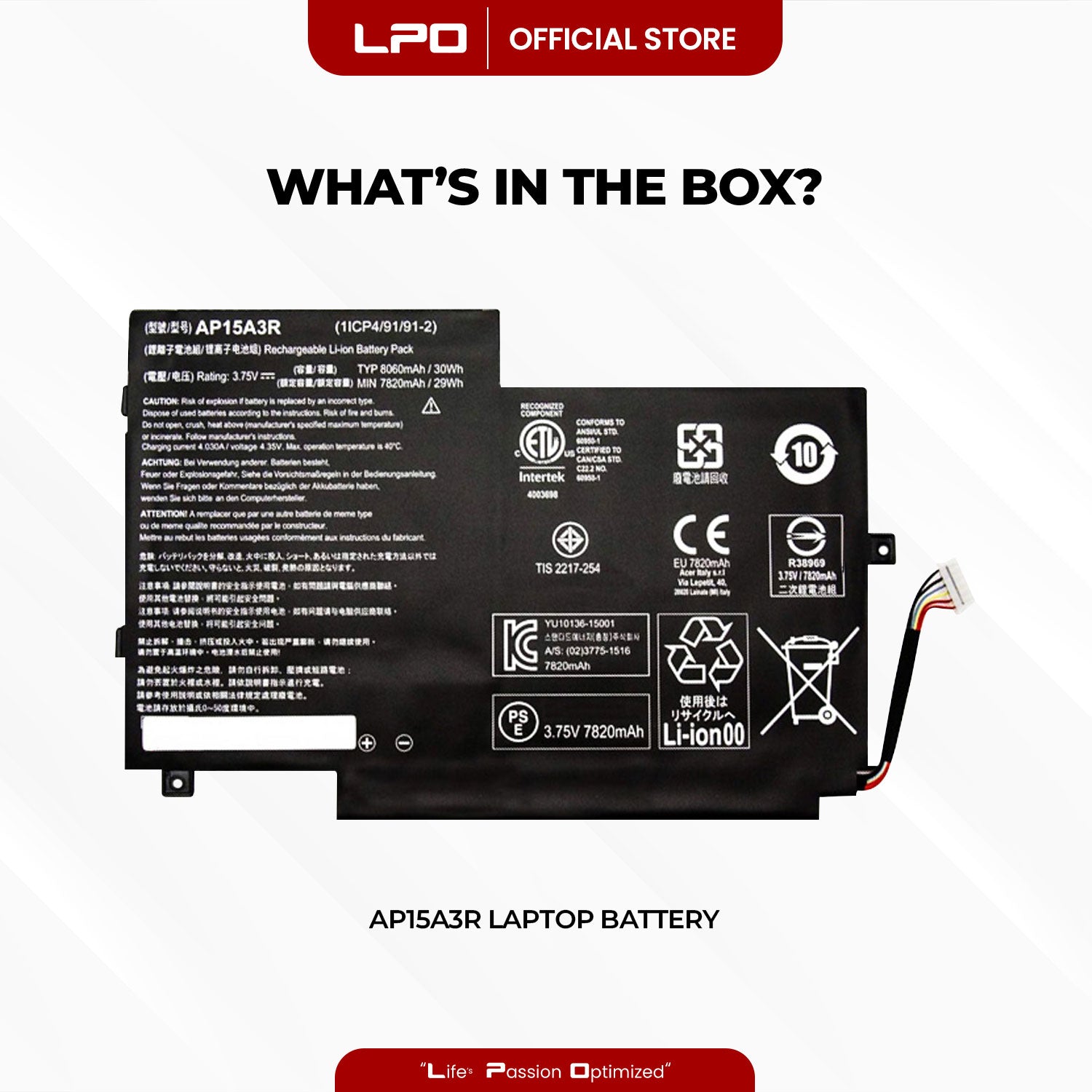 Laptop Battery AP15A3R Compatible with  Acer Aspire Switch 10E SW3-013P Series
