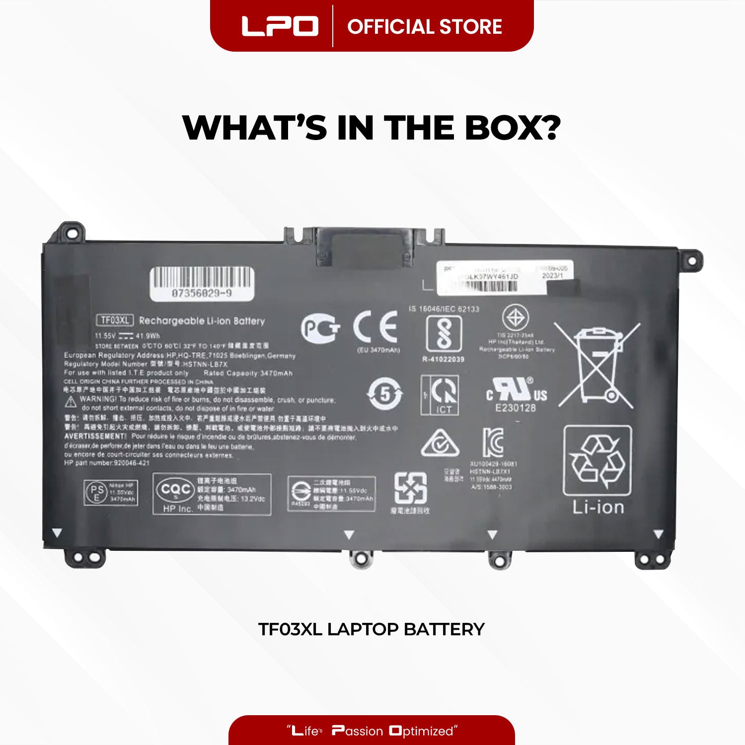 Laptop Battery TF03XL Compatible with HP Pavilion X360 14-BF000 14-BK000 14-BP000 Series