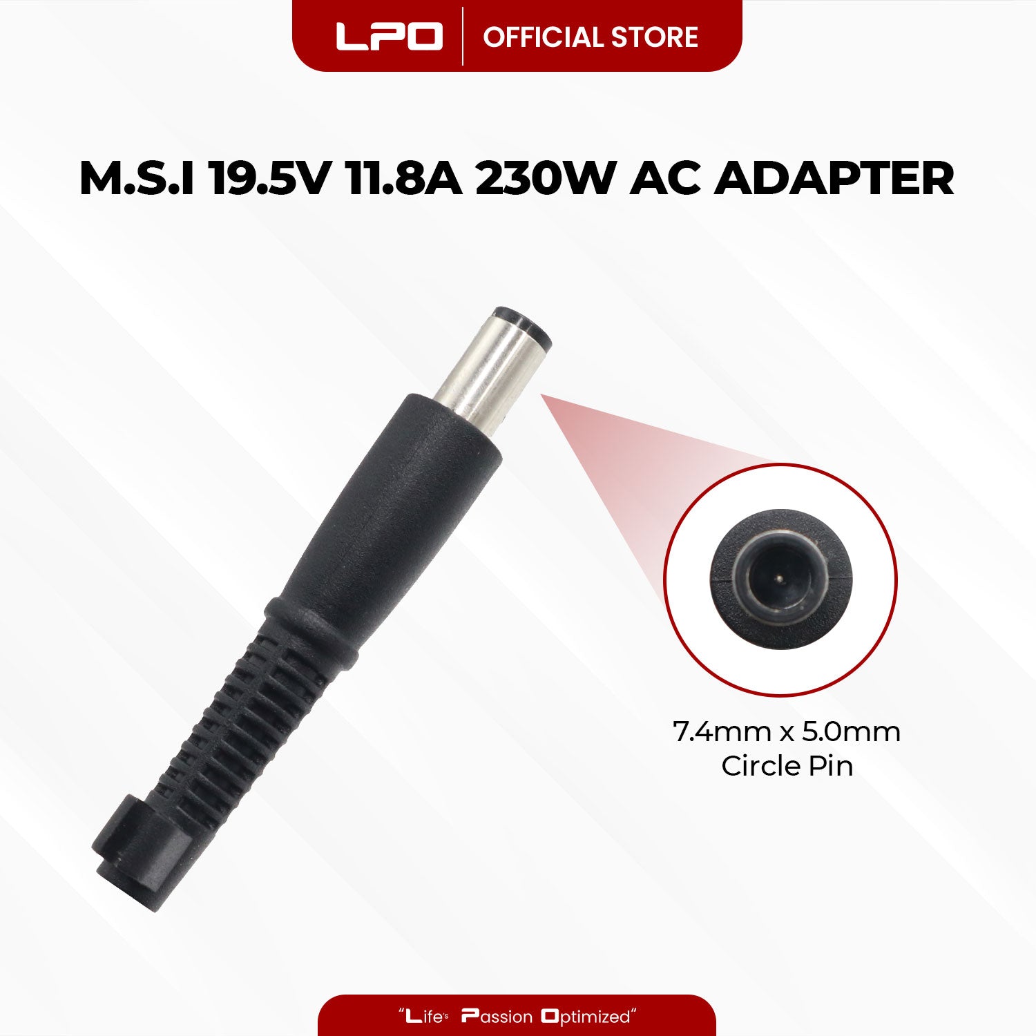 Laptop Charger MSI 19.5V 11.8A 230W Circle Pin 7.4mm x 5.0mm Compatible with MSI: GT72S 6QF(DOMINATOR PRO G)-028XUS