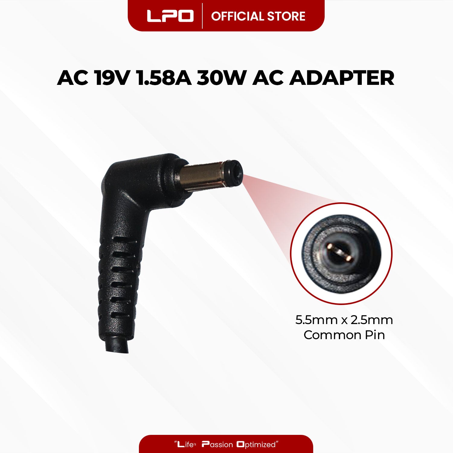 Laptop Charger Acer 19V 1.58A 30W Common Pin 5.5mm x 2.5mm Compatible with Acer Aspire One 11.6