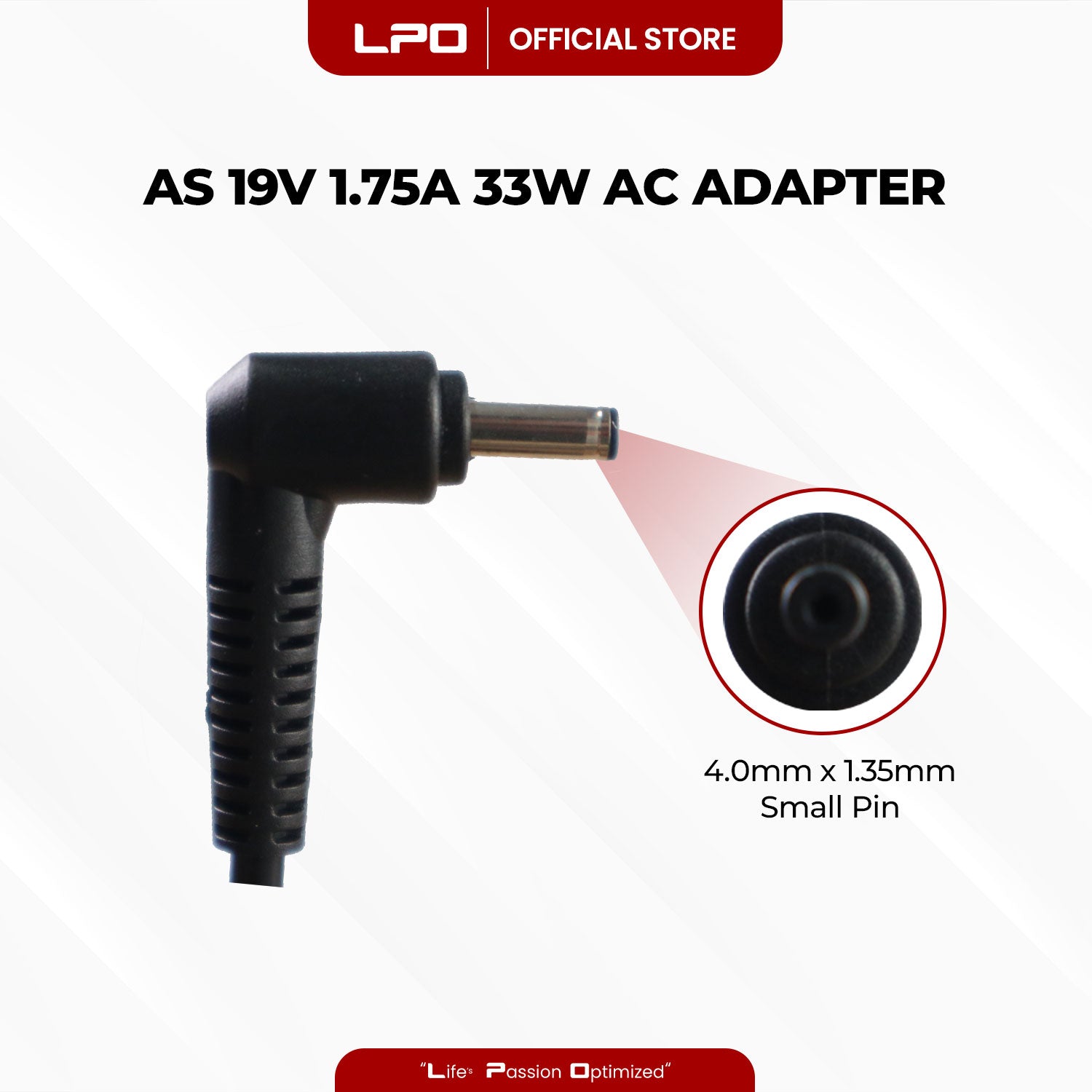Laptop Charger Asus 19V 1.75A 33W Small Pin 4.0mm x 1.35mm Compatible with Asus S220 Series