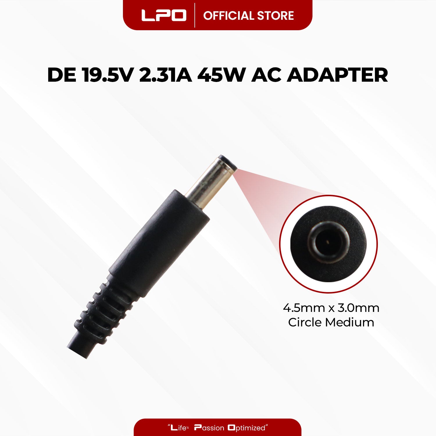 Laptop Charger Dell 19.5V 2.31A 45W Circle Medium 4.5mm x 3.0mm Compatible with Dell XPS 13 Ultrabook