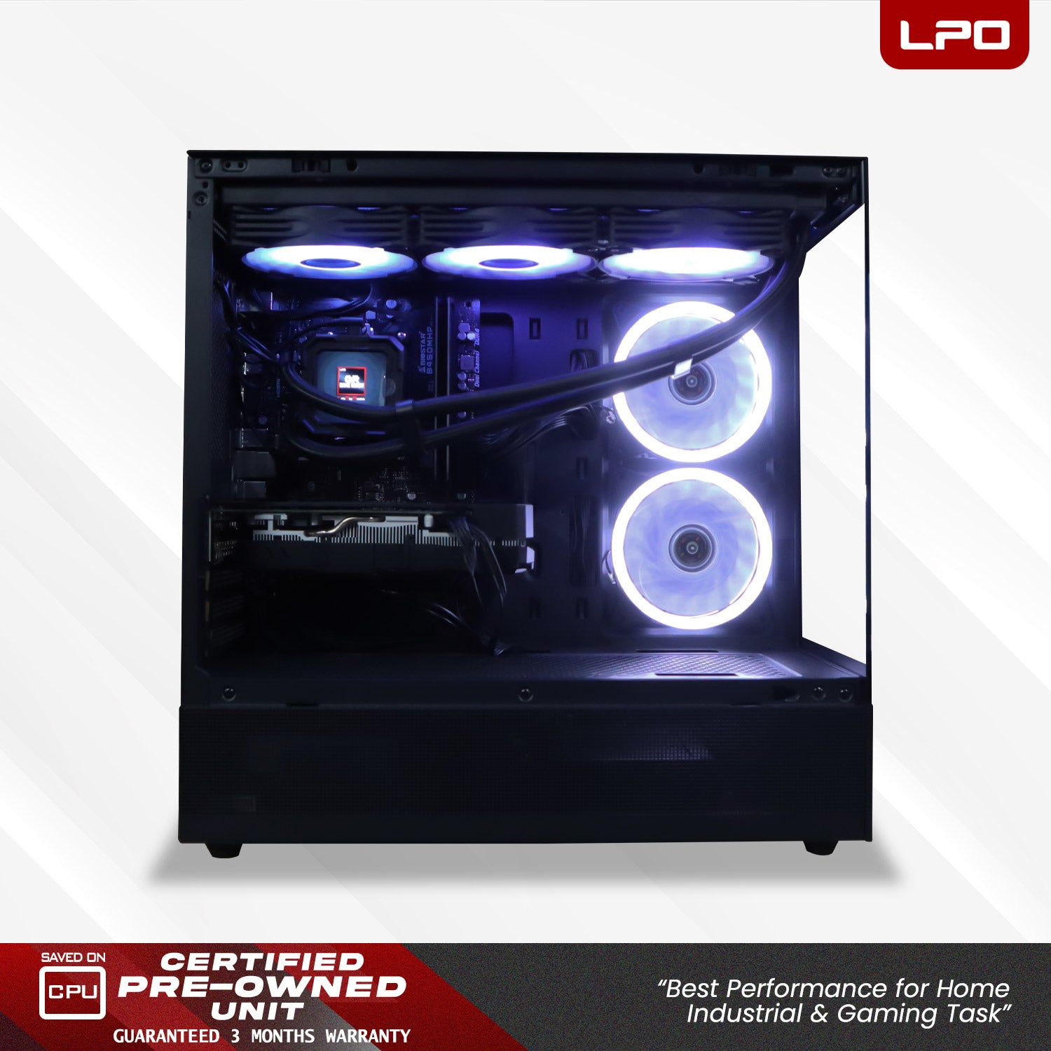 LPO Gaming Unit AMD Ryzen 5 5500 @3.5Ghz B450MHP AM4 Socket RX580 8GB DV360S Wave Series CPU Liquid Cooler Elite 16GB DDR4 256GB 2.5