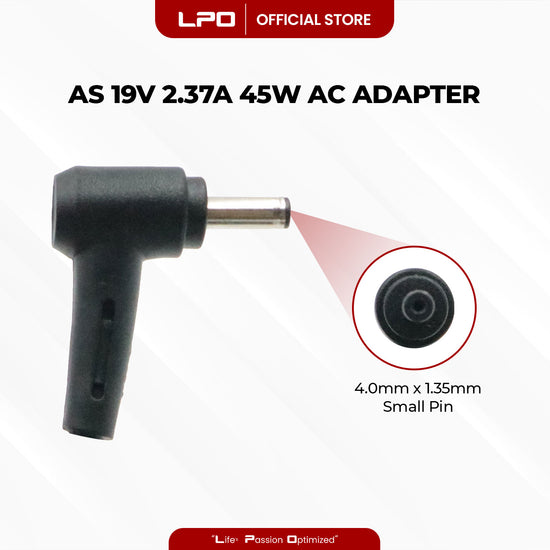 Laptop Charger Asus 19V 2.37A 45W Small Pin 4.0mm x 1.35mm Compatible with Asus TP300L X540L