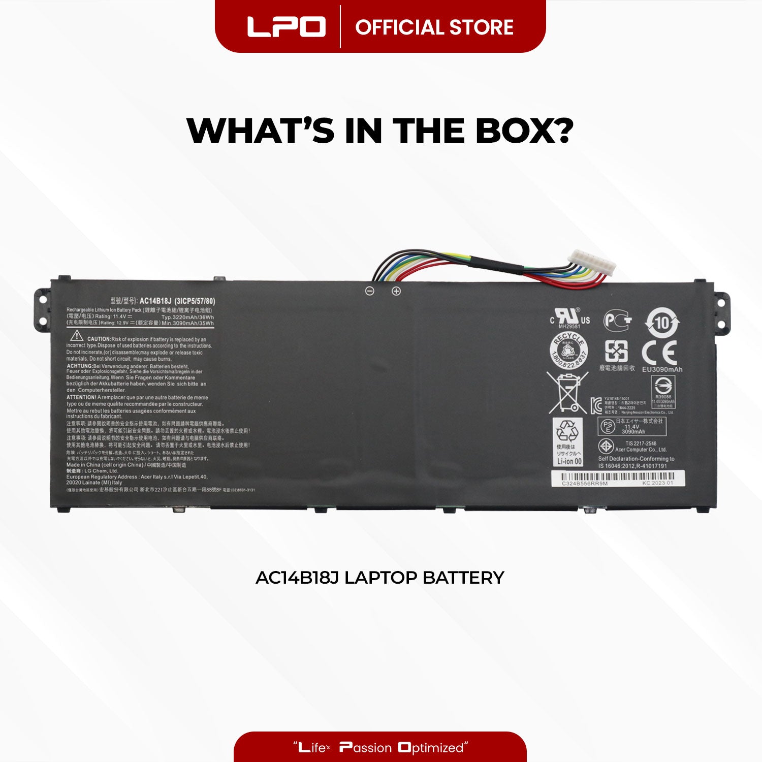 Laptop Battery AC14B18J Compatible with Acer Aspire V3-111 V3-111P V5-122 V5-122P V5-132 - LPO Laptop PC-Outlet