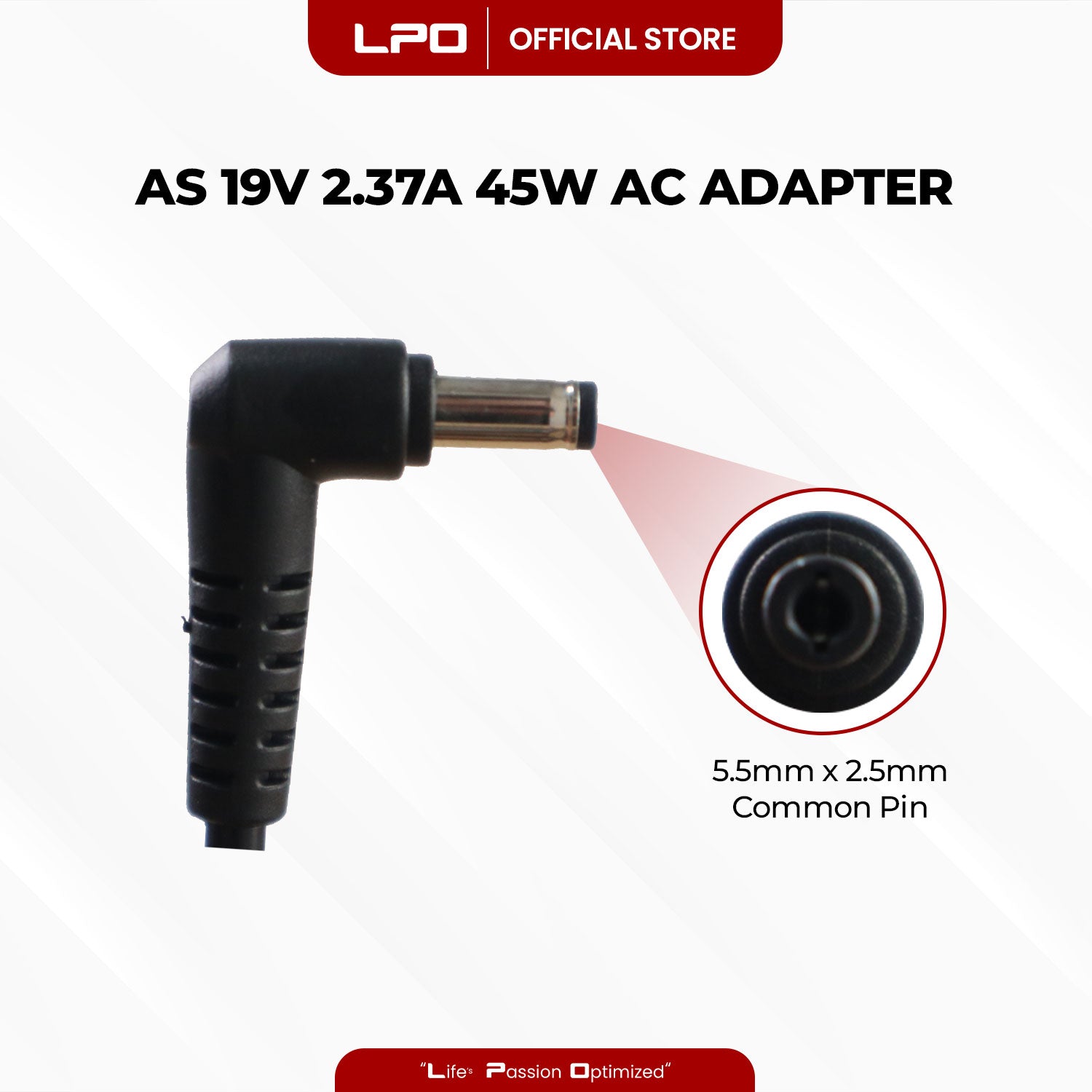 Laptop Charger Asus 19V 2.37A 45W Common Pin 5.5mm x 2.5mm Compatible with Asus K55 Series