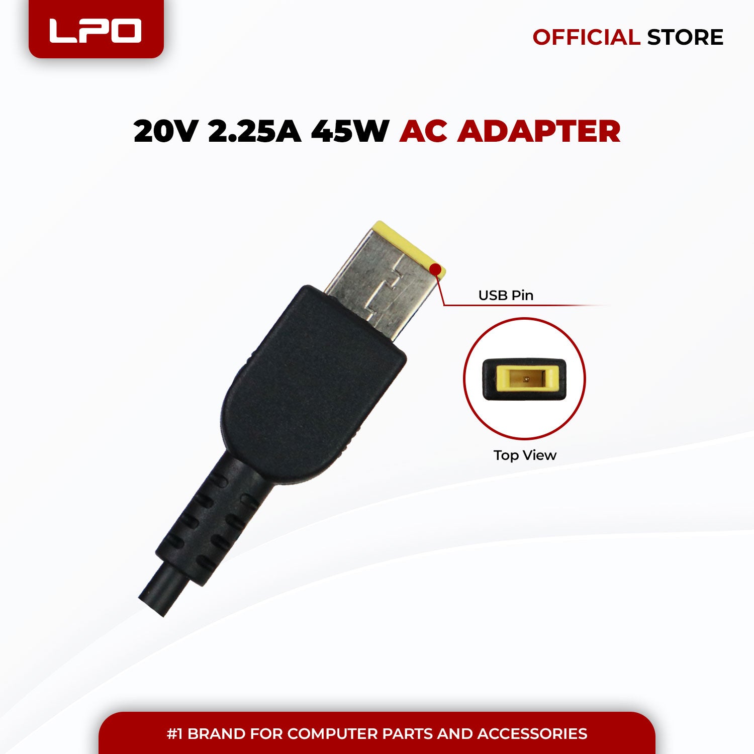 Laptop Charger Lenovo 20V 2.25A 45W USB Pin Compatible with Lenovo ADLX45NLC3A ADLX45NCC3A