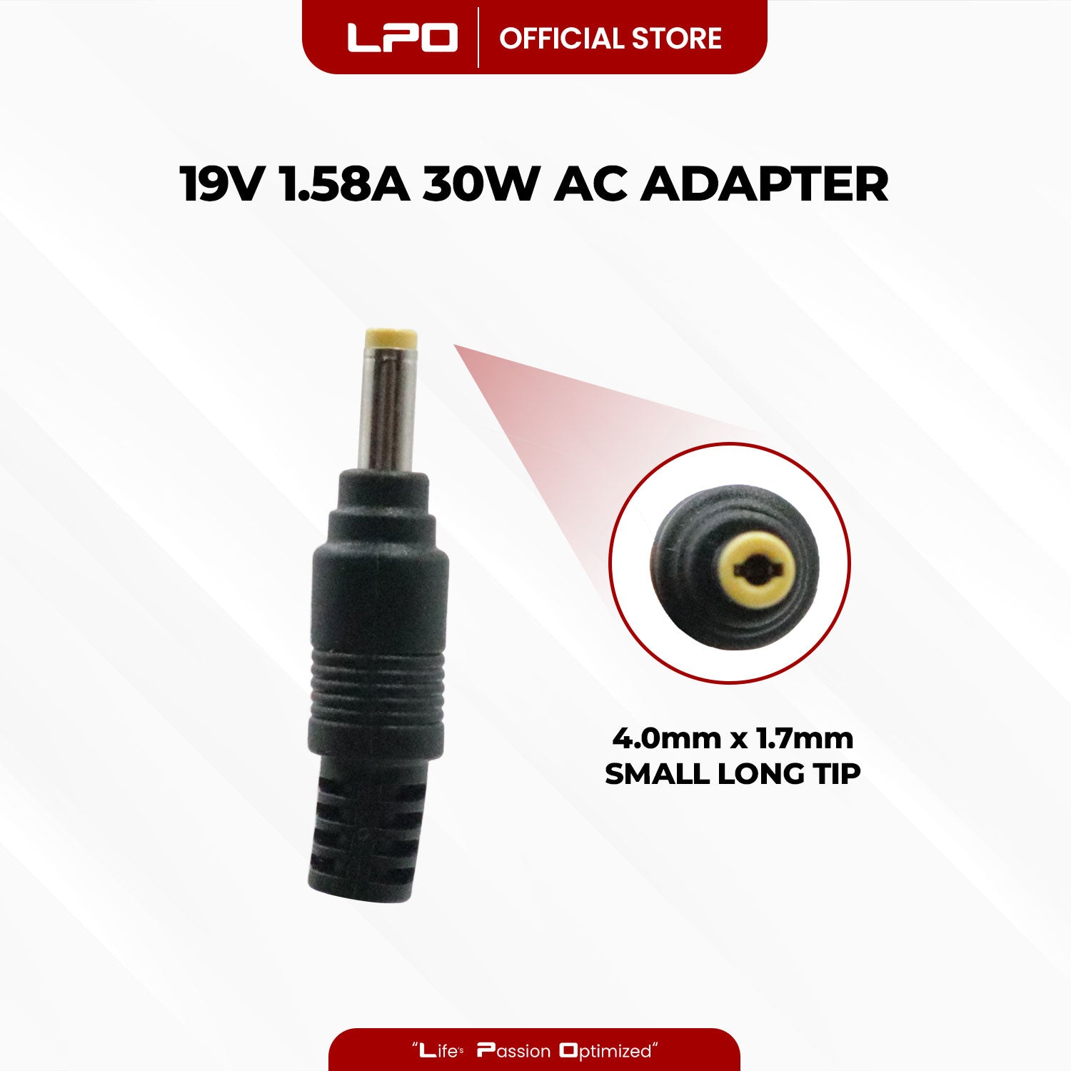 Laptop Charger HP 19V 1.58A 30W Small Long Tip 4.0mm x 1.7mm Compatible with HP Mini 110 110XP 210
