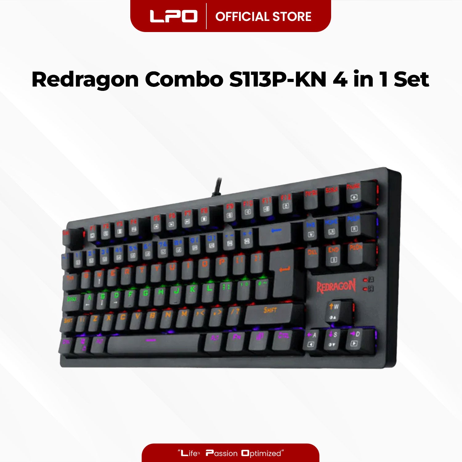 Redragon Combo S113P-KN Keyboard Mouse Mousepad Headset 4 In 1 Set Gaming Essentials