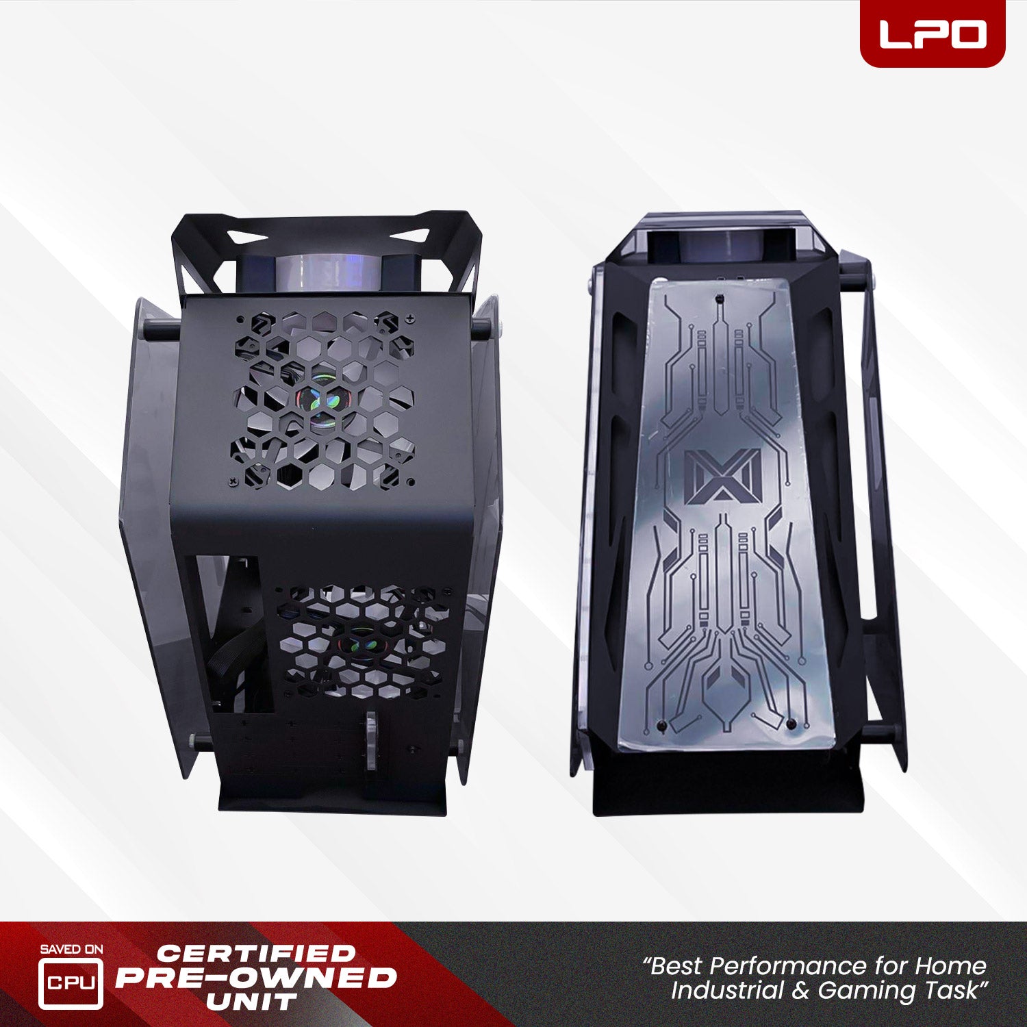 MMA Cyborg M-ATX PC Case Gaming Tempered Glass Desktop Computer Case