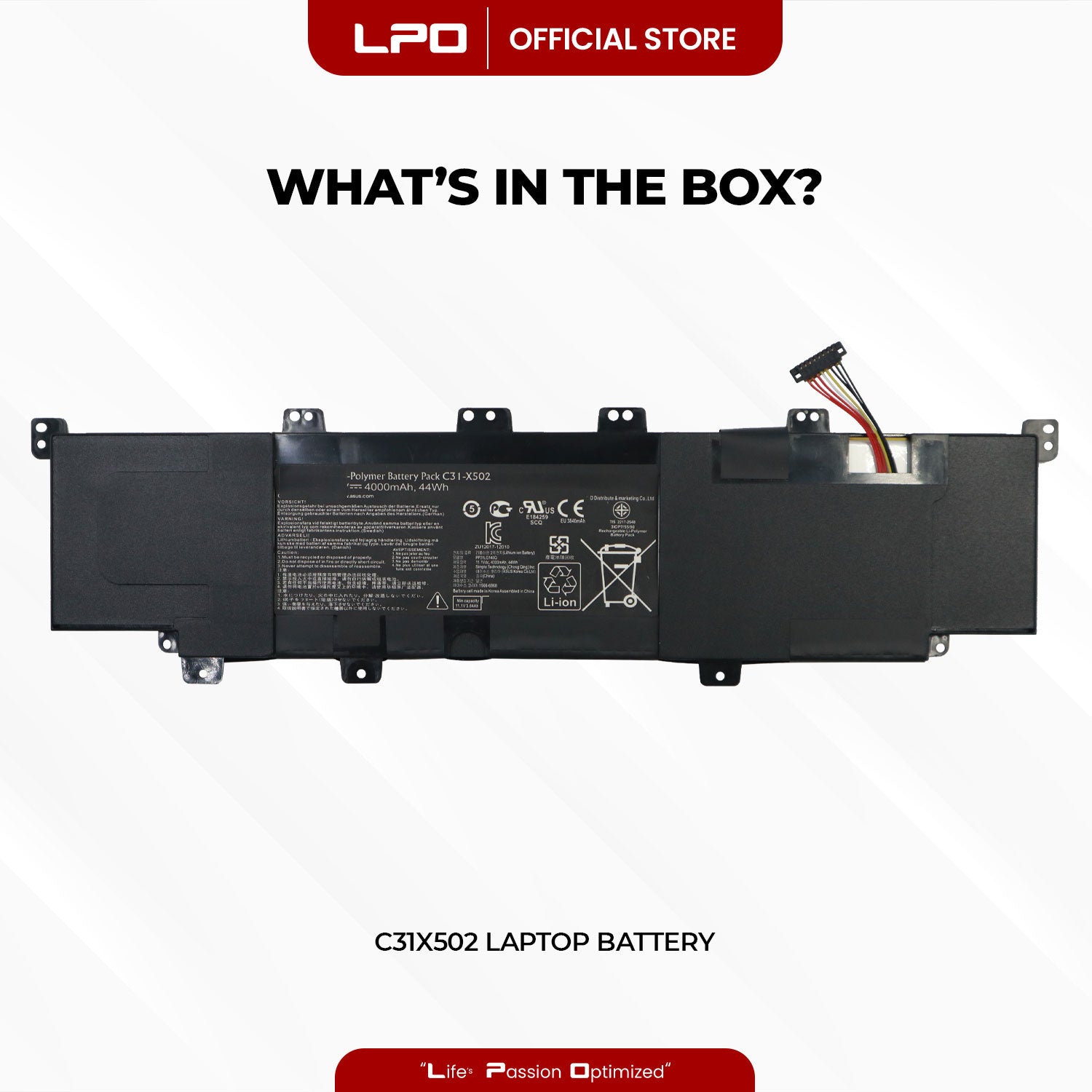 Laptop Battery C31-X502 Compatible with Asus X502 X502C X502CA S500 S500C S500CA - LPO Laptop PC-Outlet