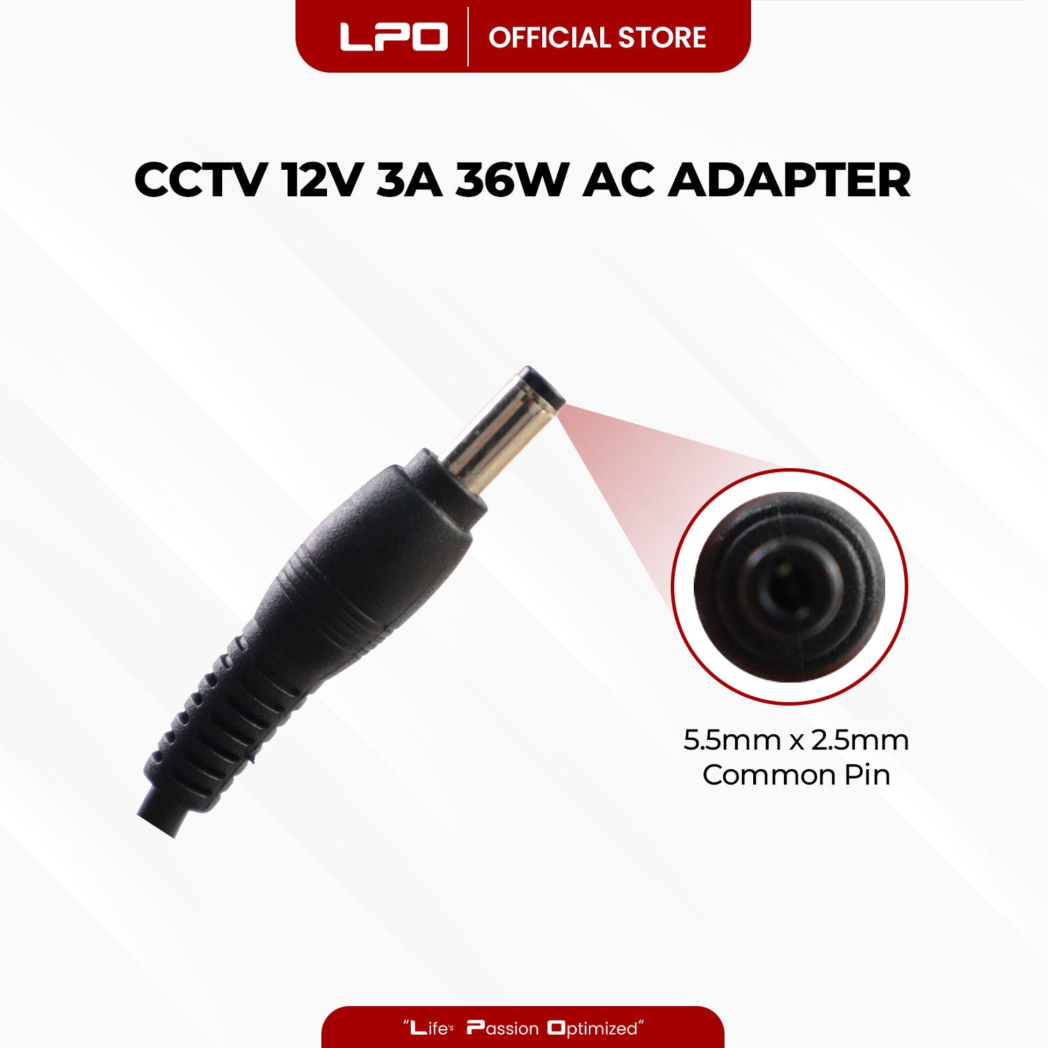 CCTV 12V 3A 36W Common Pin 5.5mm x 2.5mm Compatible with CCTV Camera, LED Monitor and other electronics equipment.