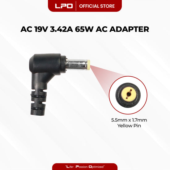 Laptop Charger Acer 19V 3.42A 65W Yellow Pin 5.5mm x 1.7mm Compatible with AcerHIPRO HP-A0652R3B