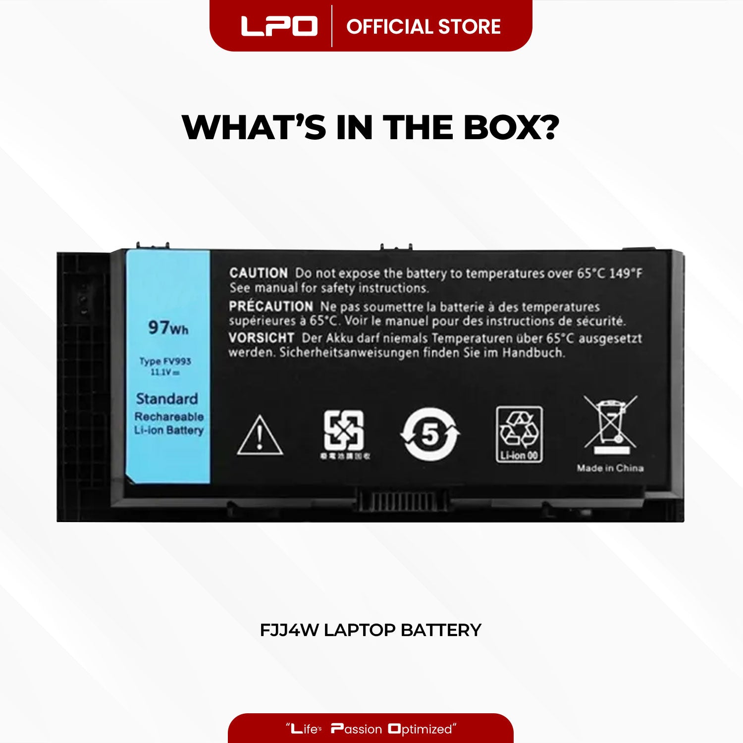Laptop Battery FJJ4W Compatible  with Dell - Precision M4600 / M4700 / M4800 / M6600 / M6700 / M6800