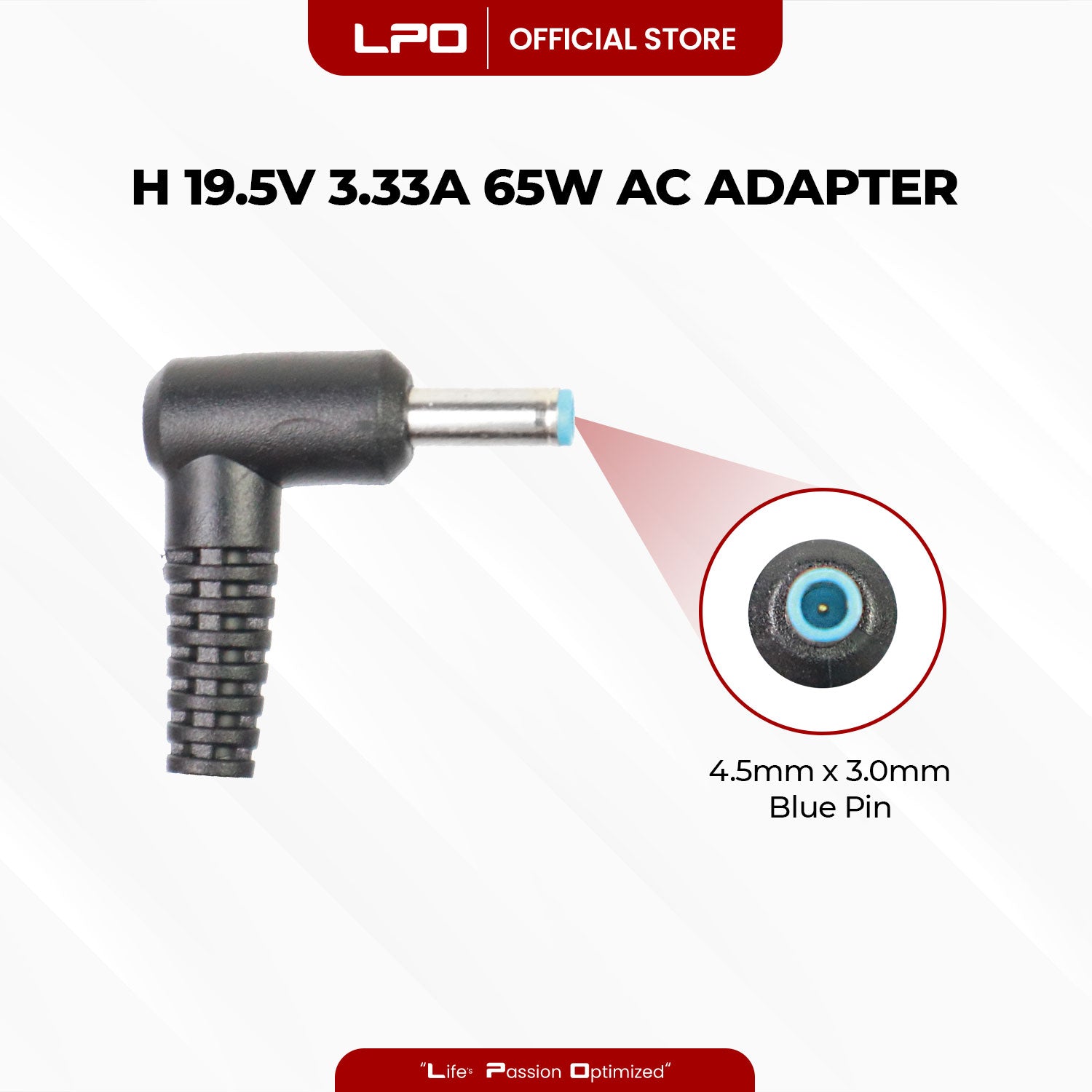 Laptop Charger HP 19.5V 3.33A 65W Blue Pin 4.5mm x 3.0mm Compatible with 15-BS000