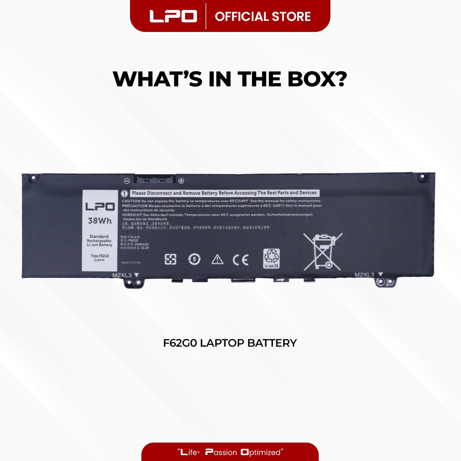 Laptop Battery F62G0 Compatible with Dell Inspiron 13 5370 7370 7373 7380 7386 P83G - LPO Laptop PC-Outlet