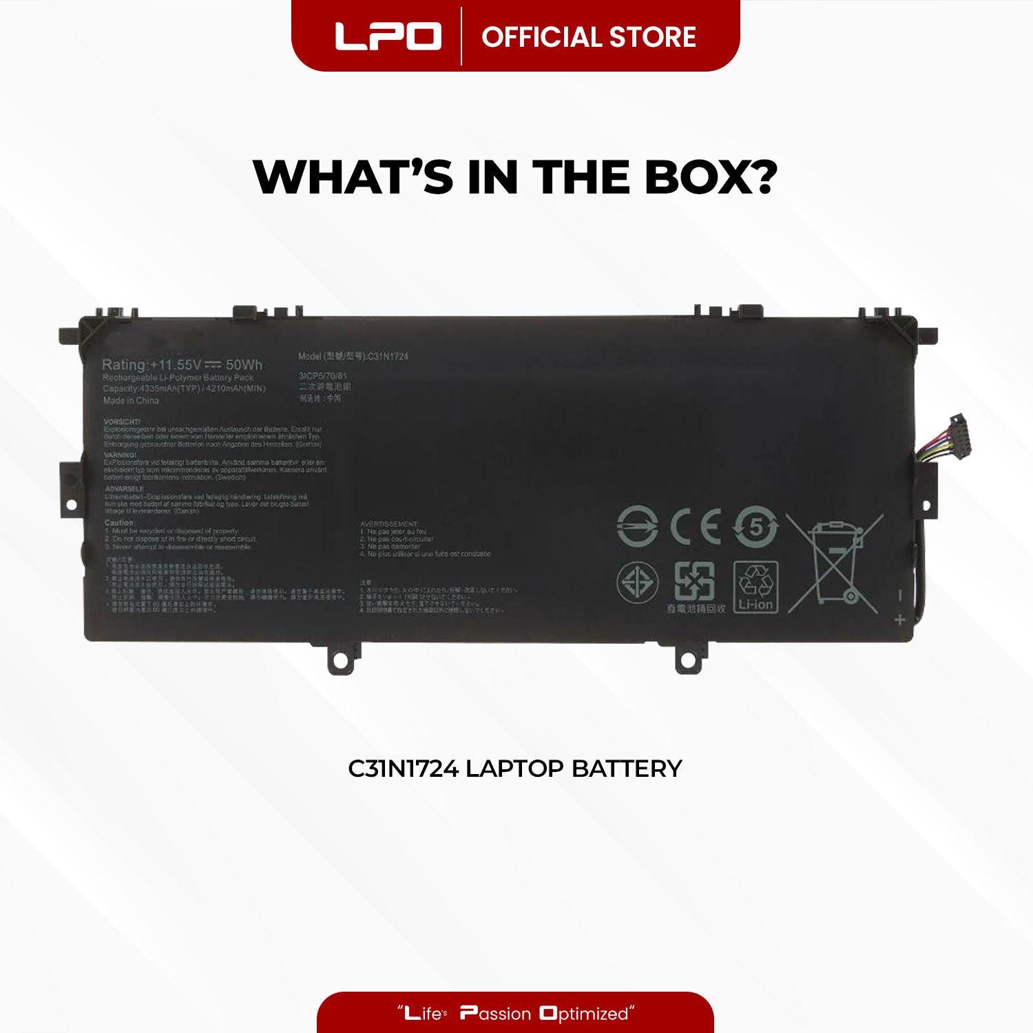 Laptop Battery C31N1724 Compatible with Asus ZenBook 13 U3100FAL UX331FA UX331FAL - LPO Laptop PC-Outlet