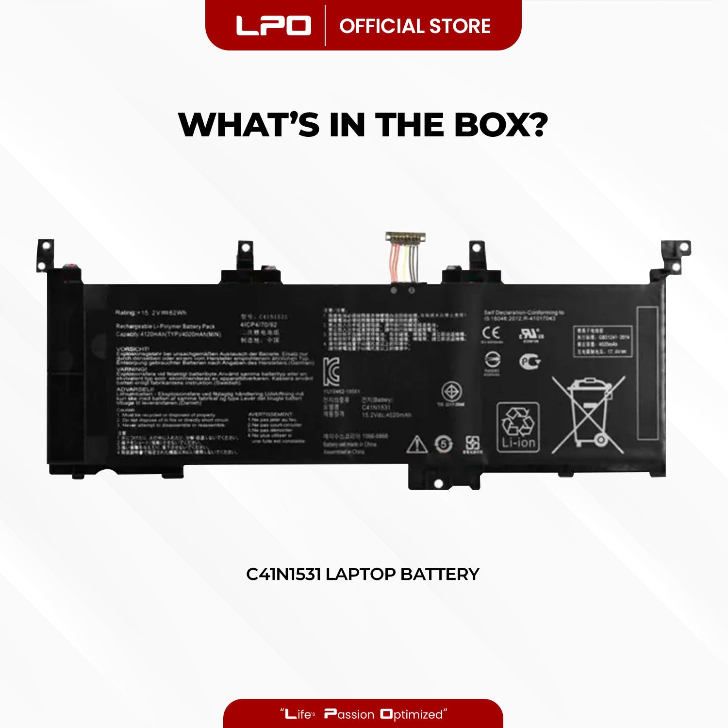 Laptop Battery C41N1531 Compatible with Asus GL502VS-1A, GL502VY-DS71, ROG GL502VS