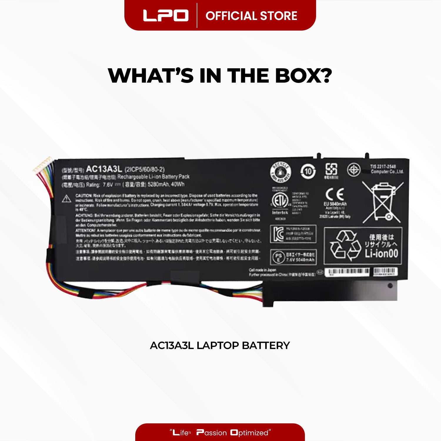 Laptop Battery AC13A3L	Acer TravelMate X313, X313-M, X313-E, Aspire P3-171-5333Y4G12AS