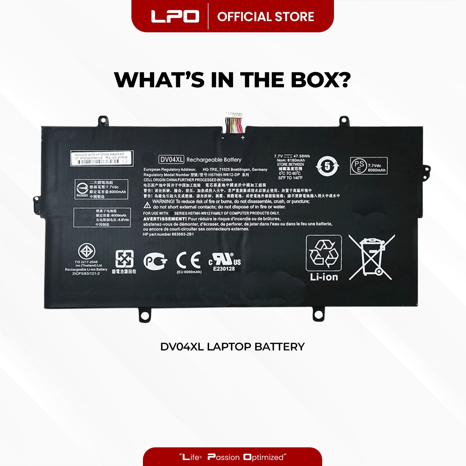 Laptop Battery DV04XL Compatible with HP Elite X3 LAP DOCK - LPO Laptop PC-Outlet