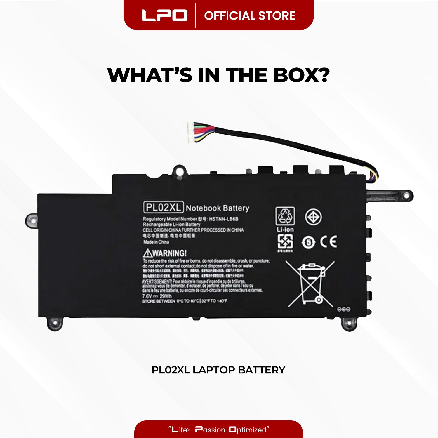 Laptop Battery PL02XL Compatible with HP HSTNN-LB6B , 751681-421,PL02XL HSTNN-LB6B