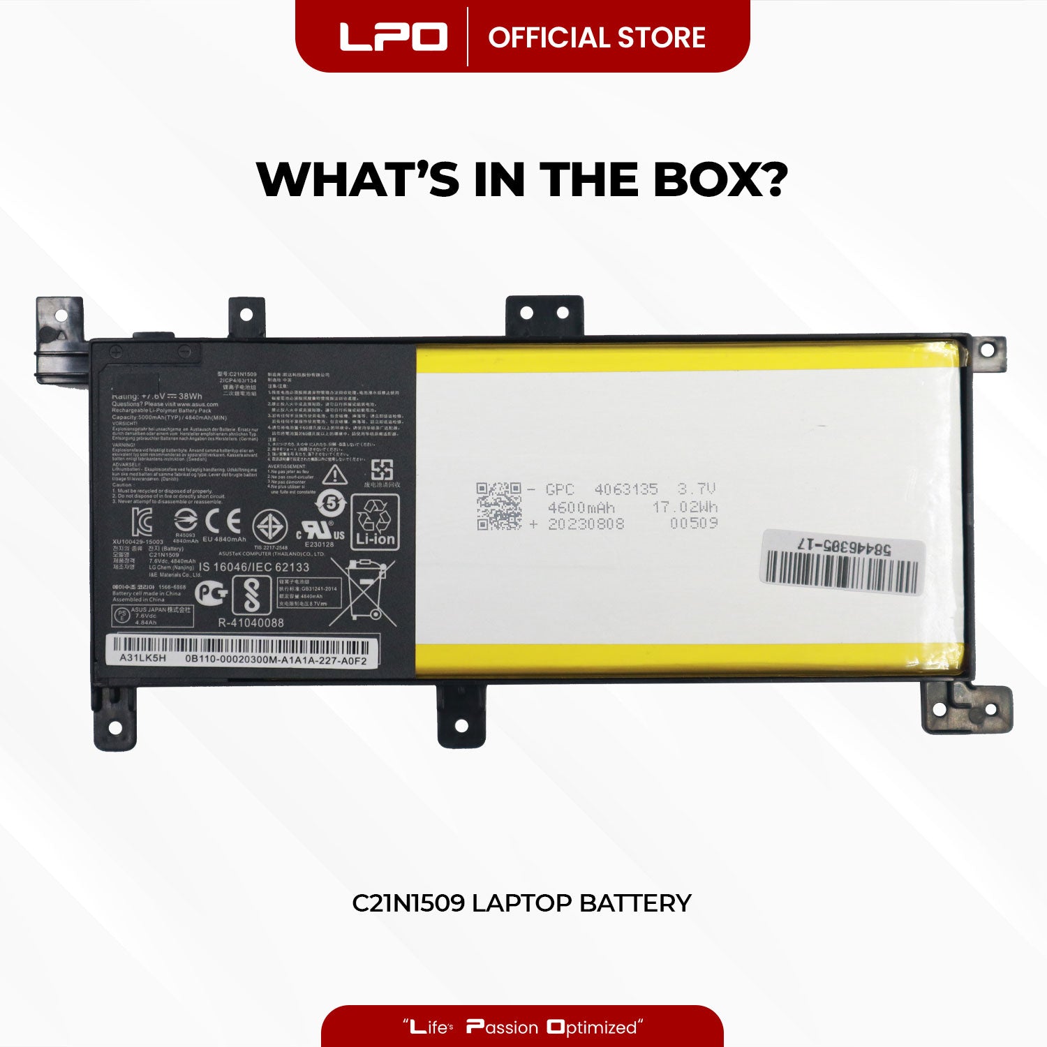 Laptop Battery C21N1509 Compatible with Asus Vivobook X556 X556U X556UA X556UB - LPO Laptop PC-Outlet