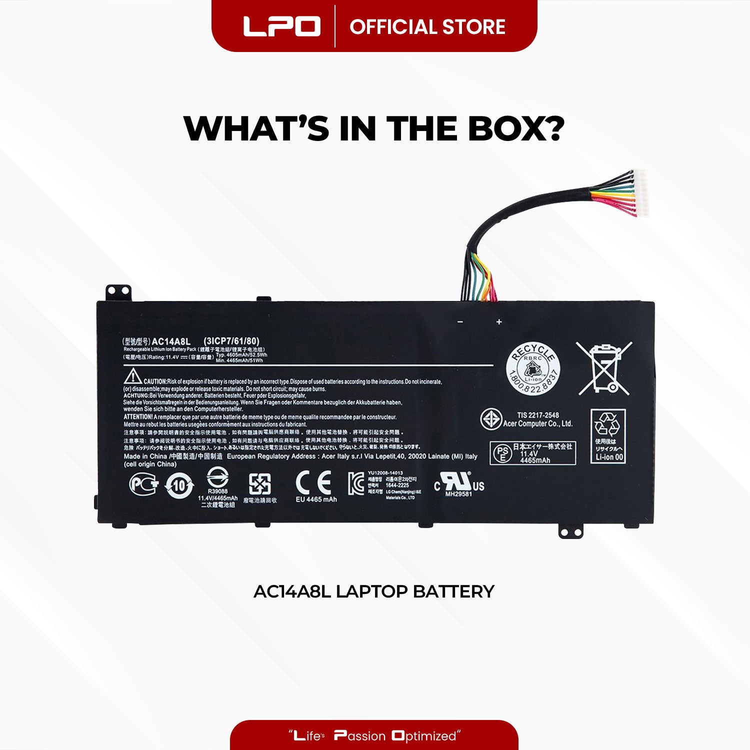 Laptop Battery AC14A8L Compatible with Acer Aspire V15 Nitro VN7-571 / VN7-571G