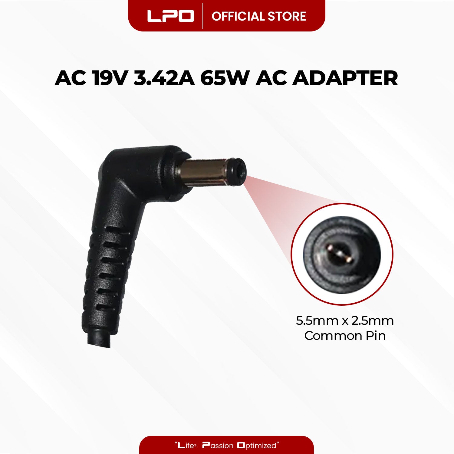 Laptop Charger Acer 19V 3.42A 65W Common Pin 5.5mm x 2.5mm Compatible with Acer TravelMate1680