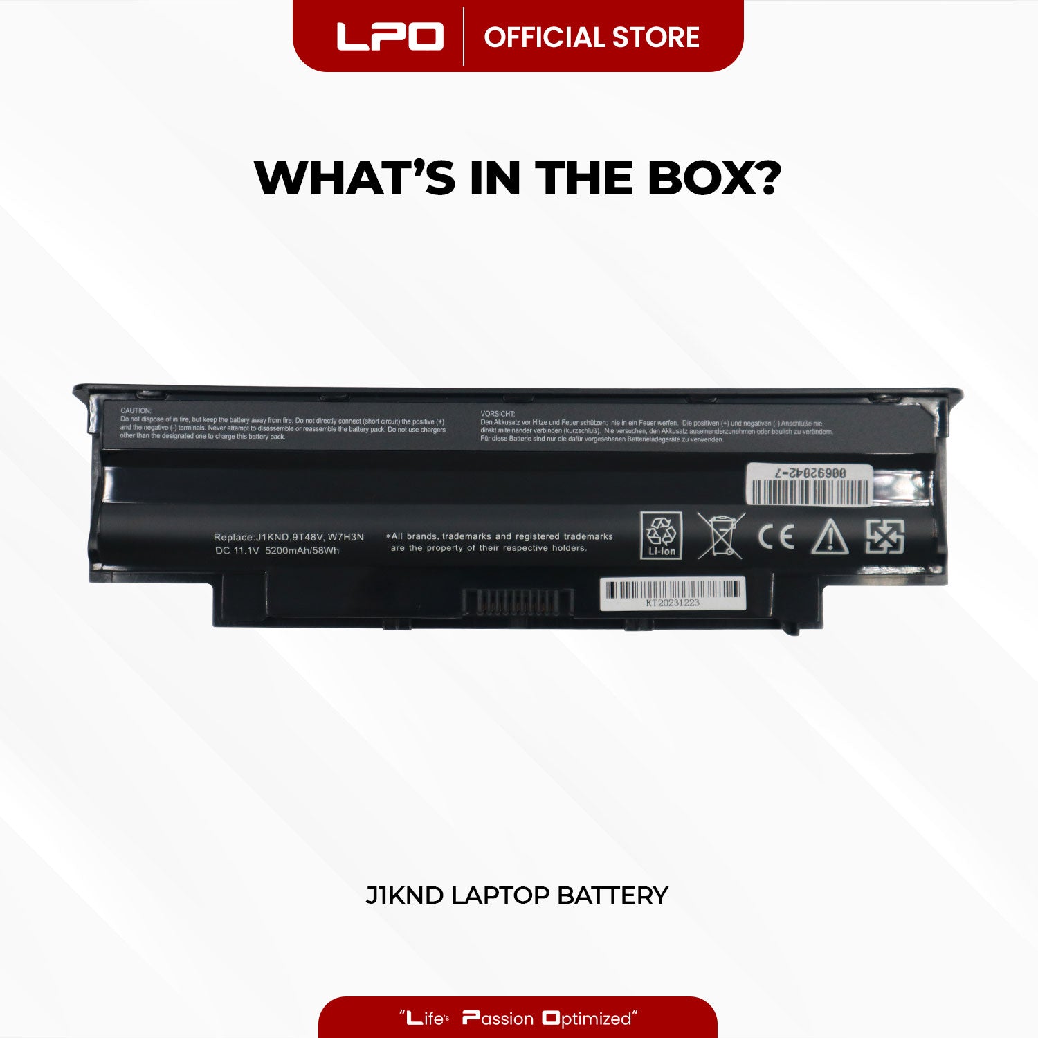 Laptop Battery J1KND Compatible with Dell Inspiron 13R 14R 15R 17R N3010 N4010 N4110 N5010