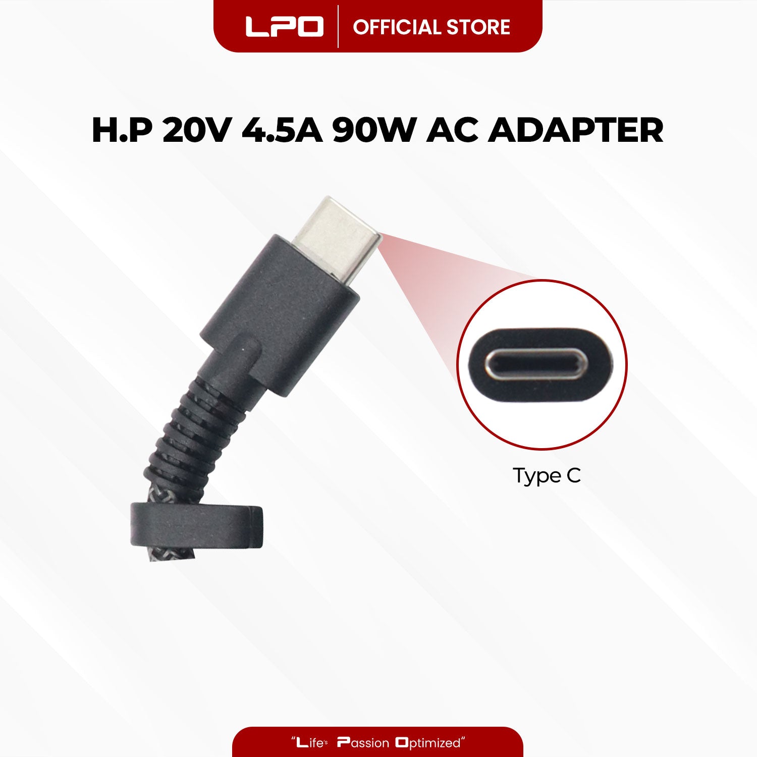 Laptop Charger HP 20V 4.5A 90W TYPE C Compatible with HP Spectre x360 904082-003