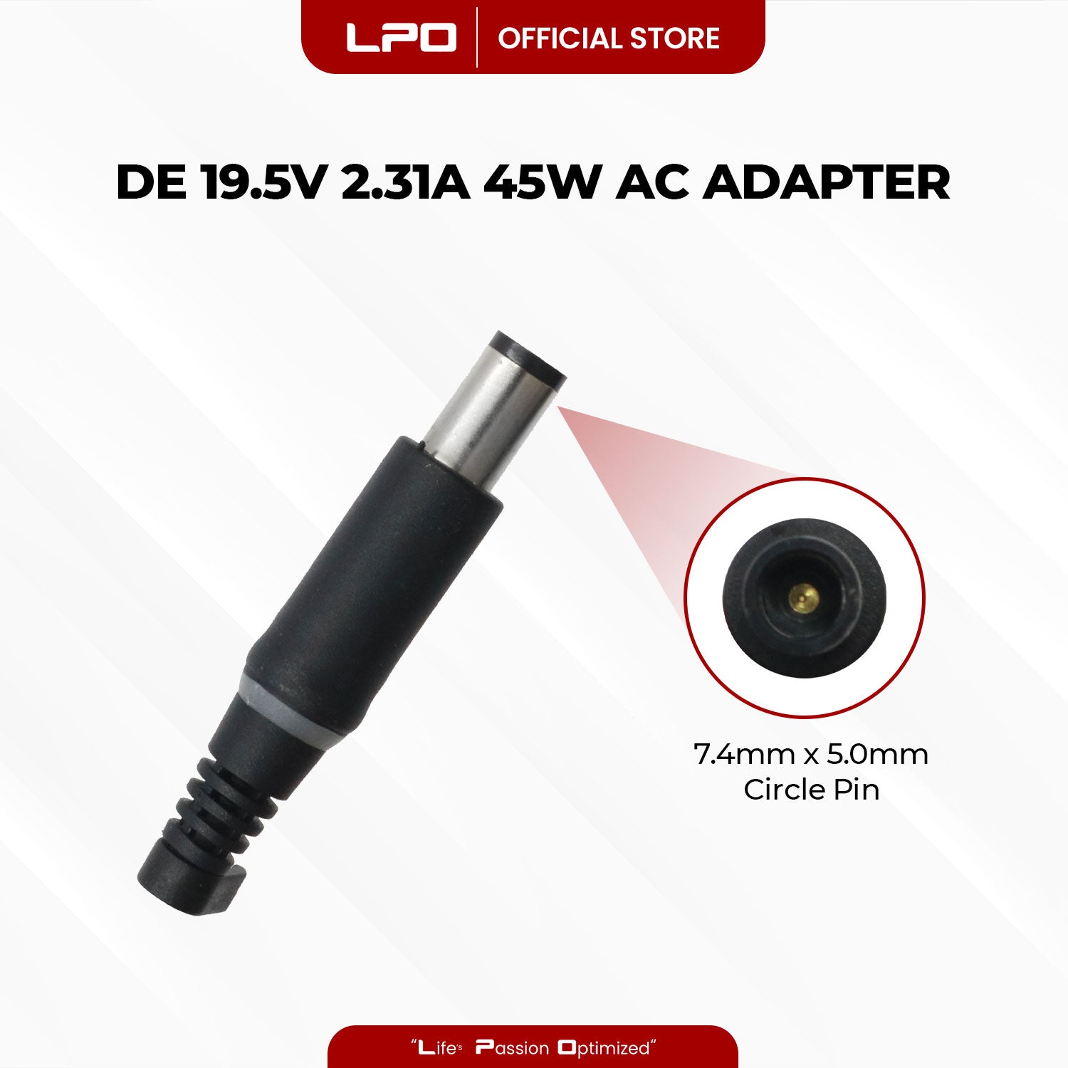 Laptop Charger Dell 19.5V 2.31A 45W Circle Pin 7.4mm x 5.0mm Compatible with P/N: 05R7RR