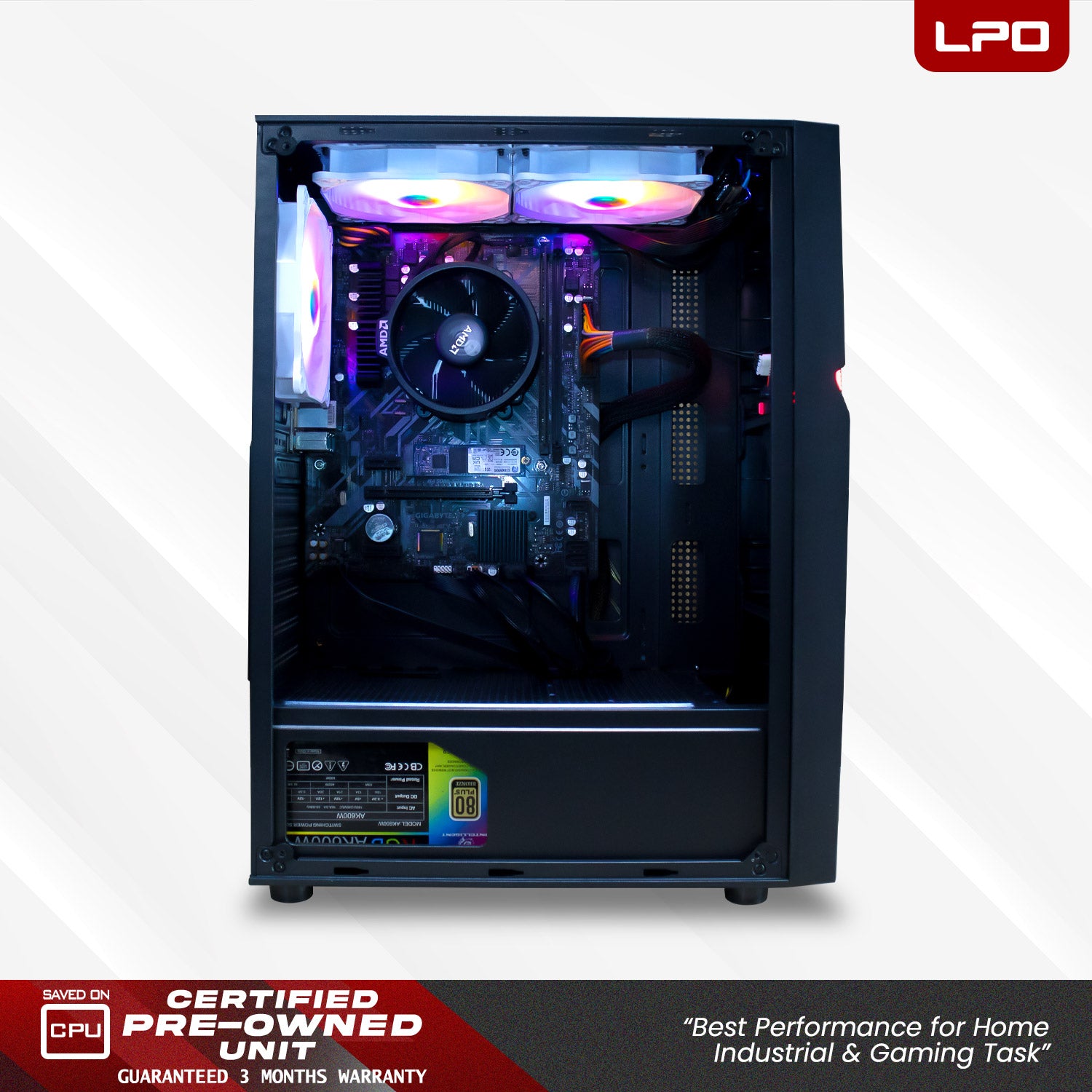 Gaming Desktop Computer AMD Ryzen 5 Pro 4650G 3.7Ghz B450M S2H AM4 Socket Motherboard 8GB DDR4 120GB M.2 SSD + 1TB HDD T1 Case AK600W 80+ Bronze RGB Power Supply (Game Ready)