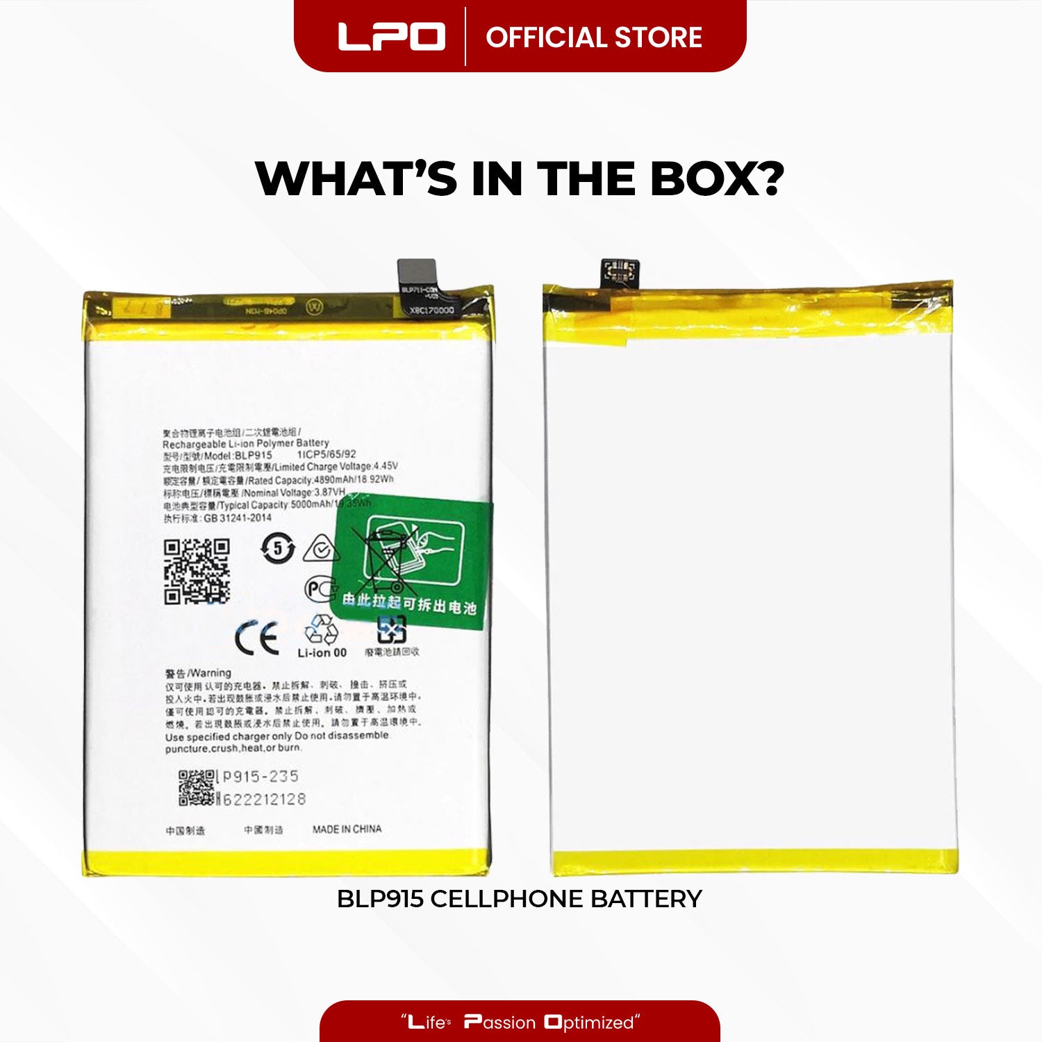 Cellphone Battery	Oppo A17 2022 BLP915 Compatible with CPH2477 - LPO Laptop PC-Outlet