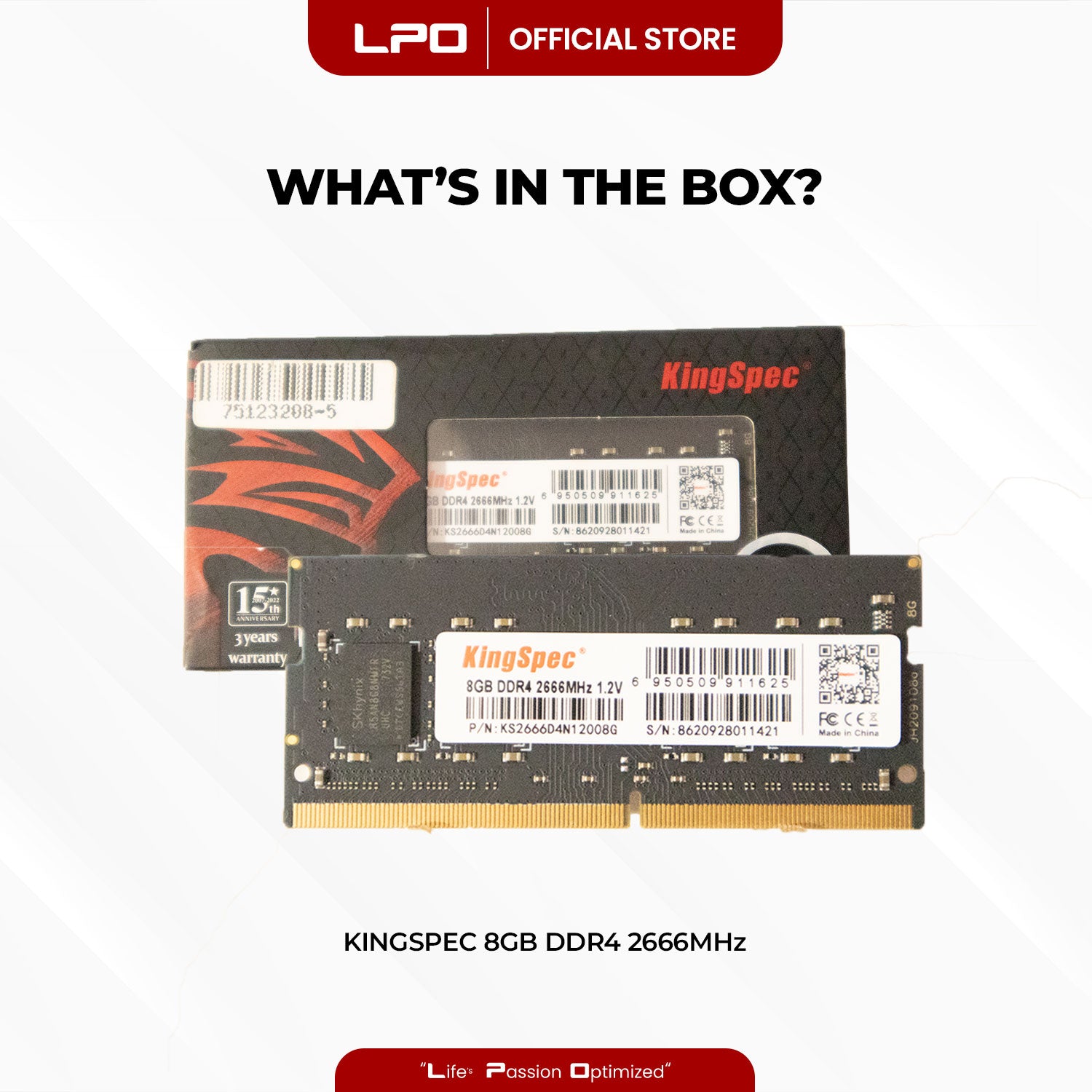 KingSpec 8GB DDR4 2666Mhz 1.2V SODIMM for Laptop RAM