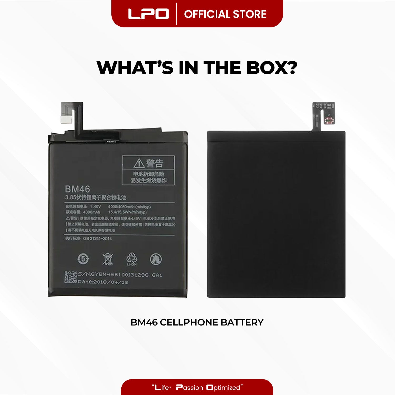 Cellphone Battery Xiaomi Redmi Note 3 2016 BM46 Compatible with 2015116, 2015161 - LPO Laptop PC-Outlet