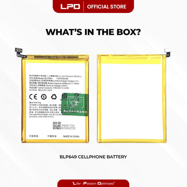 Cellphone Battery	Oppo A1 2023 BLP649 Compatible with PHS110, A83 - LPO Laptop PC-Outlet