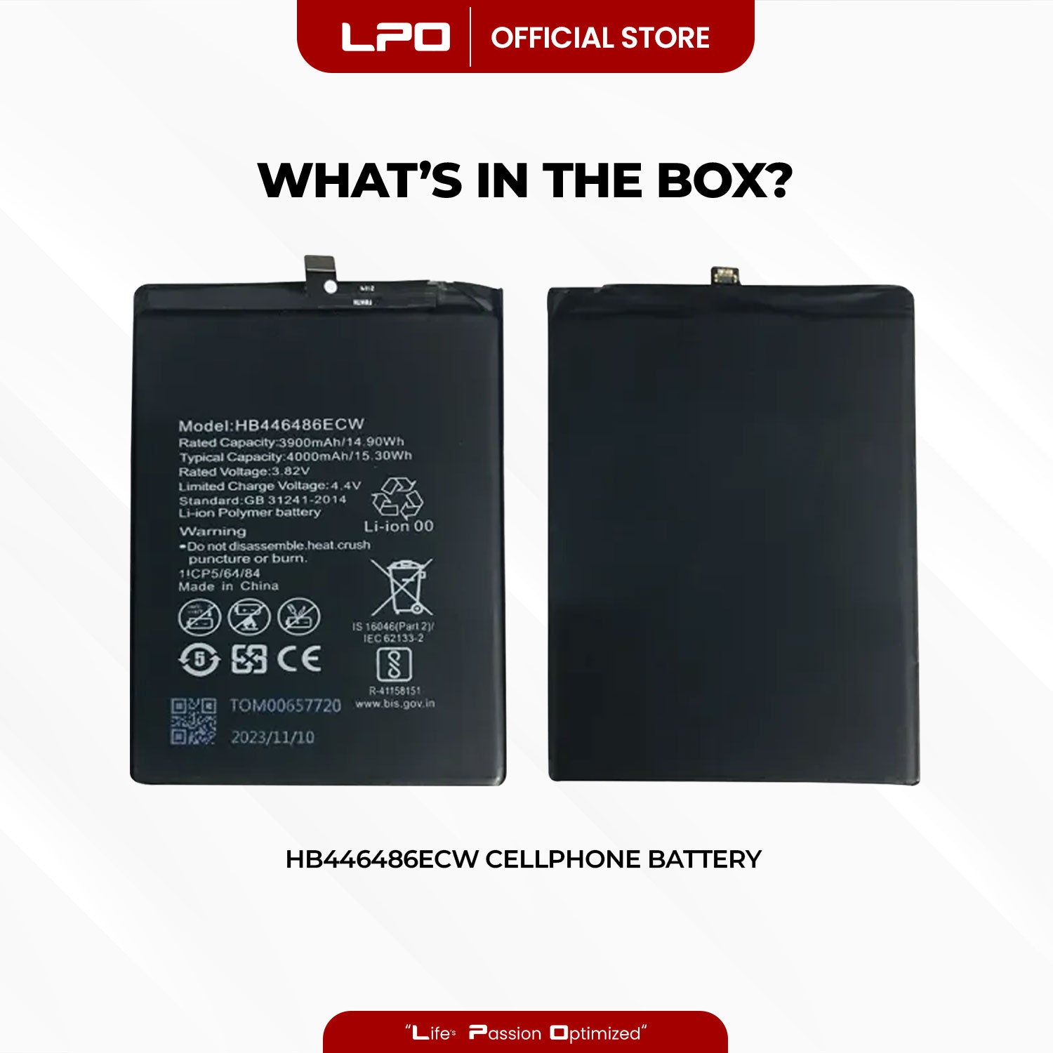 Cellphone Battery	HuaweI Y9 Prime 2019AD HB446486ECW Compatible with Huawei P Smart Pro, Y9s, Mate P20 Lite - LPO Laptop PC-Outlet