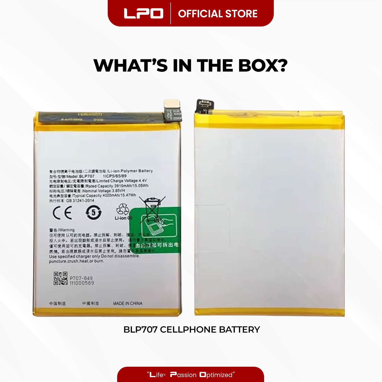 Cellphone Battery	Oppo F11 2019 BLP707 Compatible with CPH1913, CPH1911