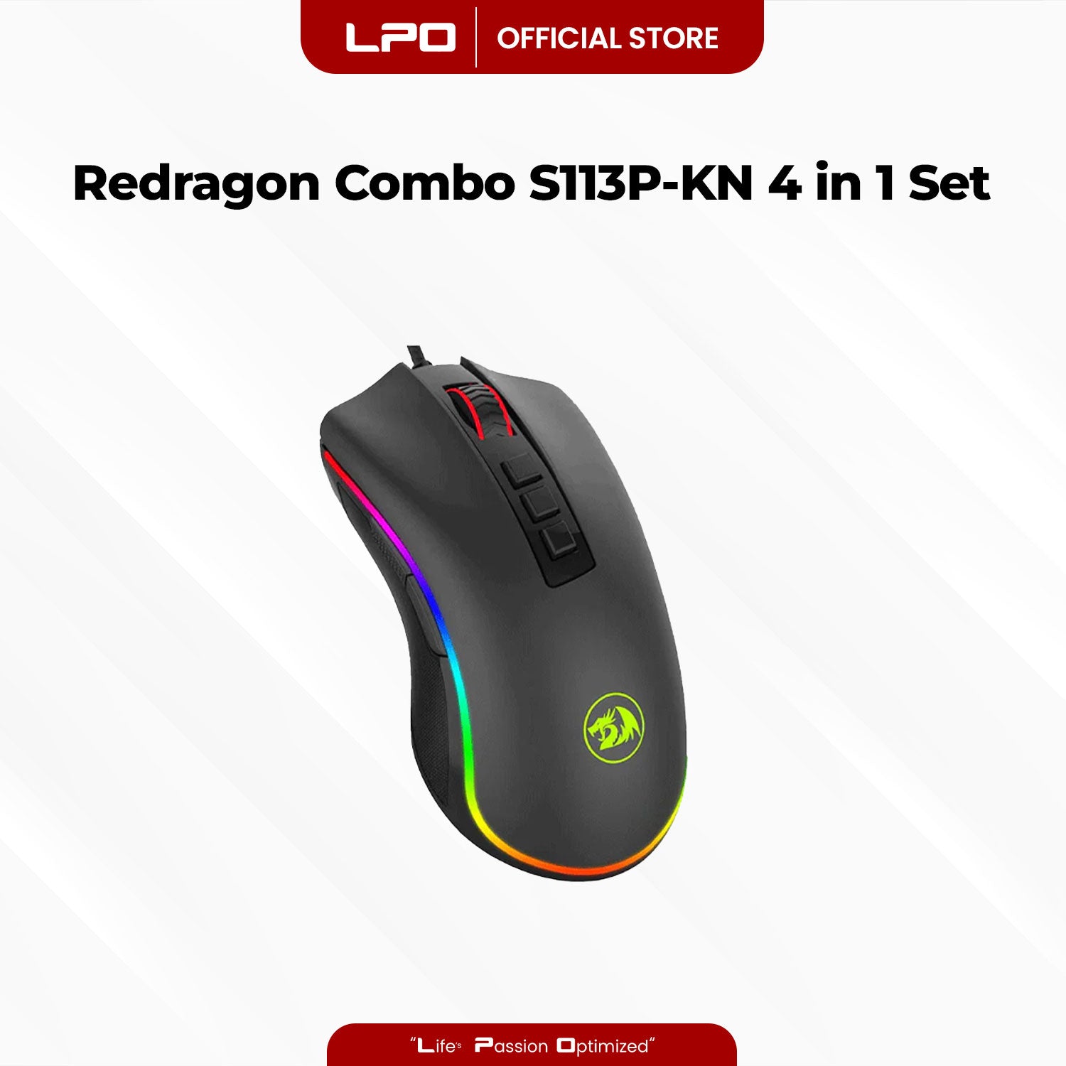 Redragon Combo S113P-KN Keyboard Mouse Mousepad Headset 4 In 1 Set Gaming Essentials