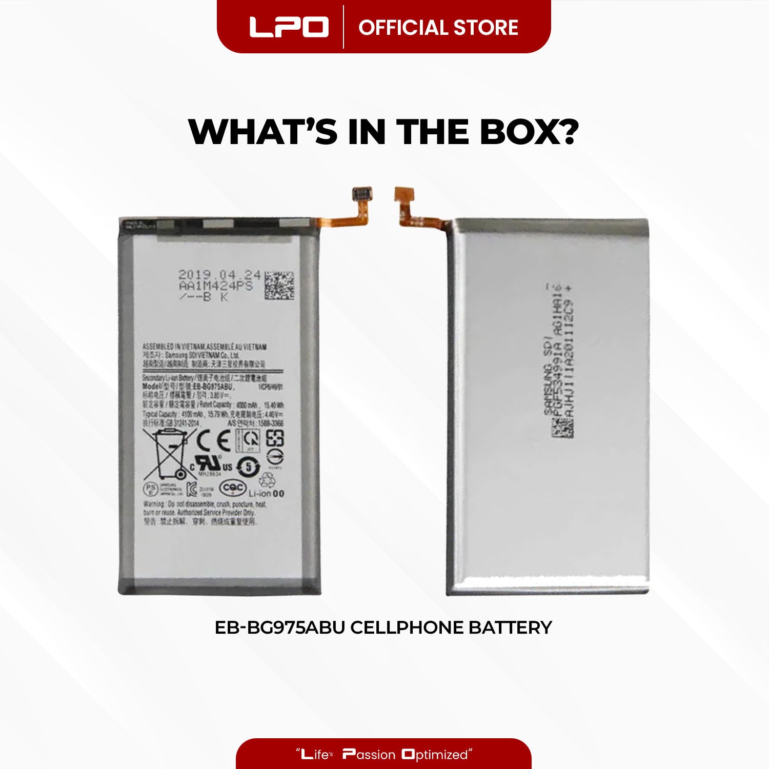 Cellphone Battery Samsung Galaxy S10+ 2019 EB-BG975ABU Compatible with SM-G975F, SM-G975U