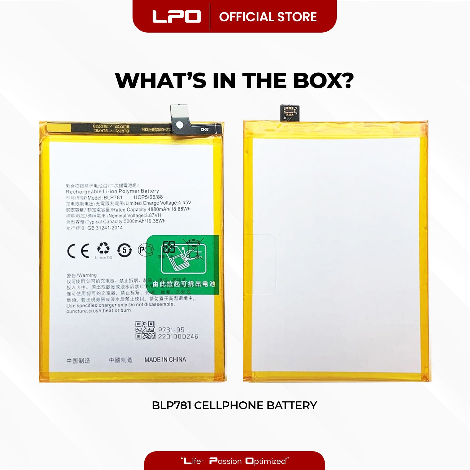 Cellphone Battery	Oppo A52 2020 BLP781 Compatible with CPH2061, CPH2069, PADM00, PDAM10 - LPO Laptop PC-Outlet