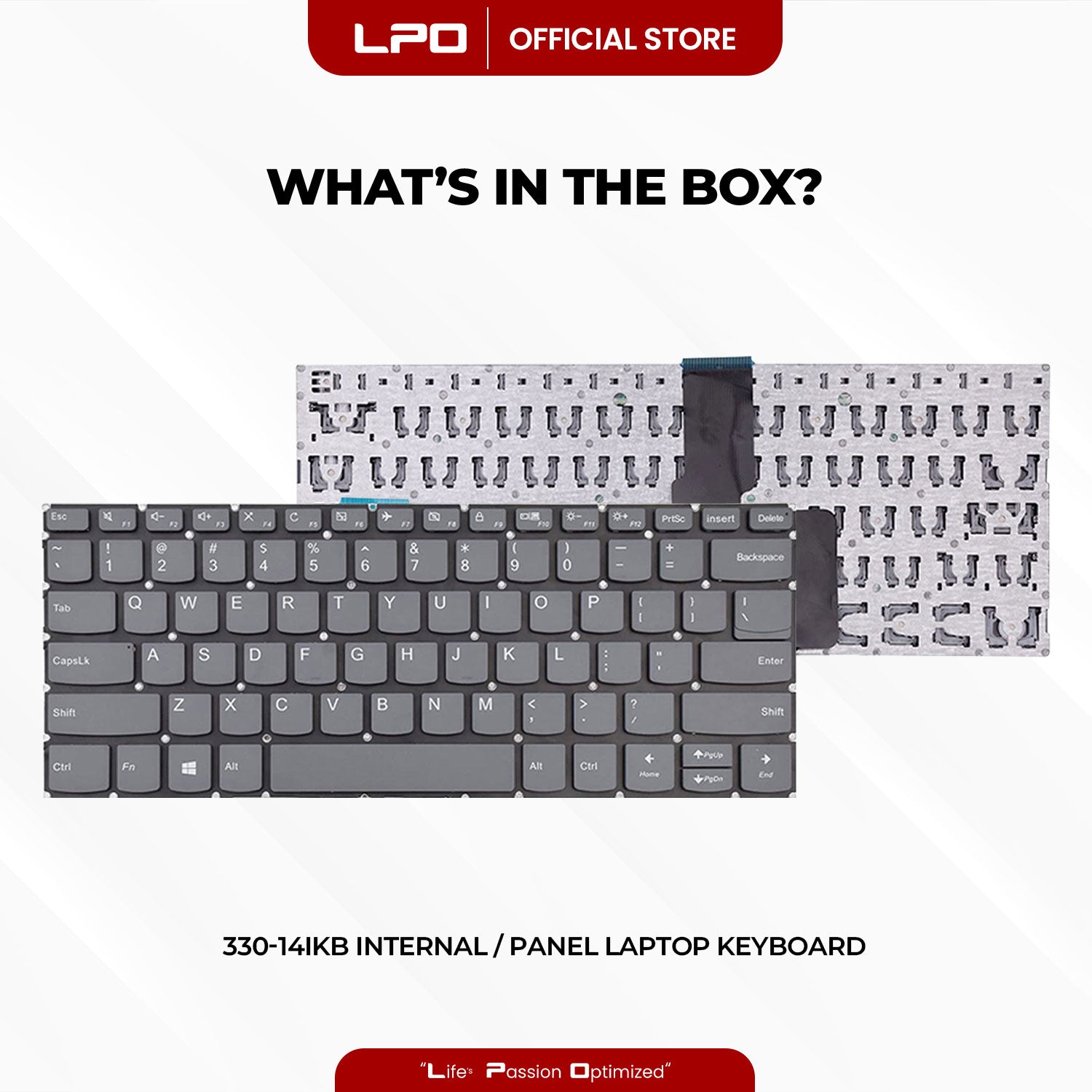 Laptop Keyboard LENOVO 330-14IKB Internal / Panel Gray US Compatible with Lenovo 330-14IGM