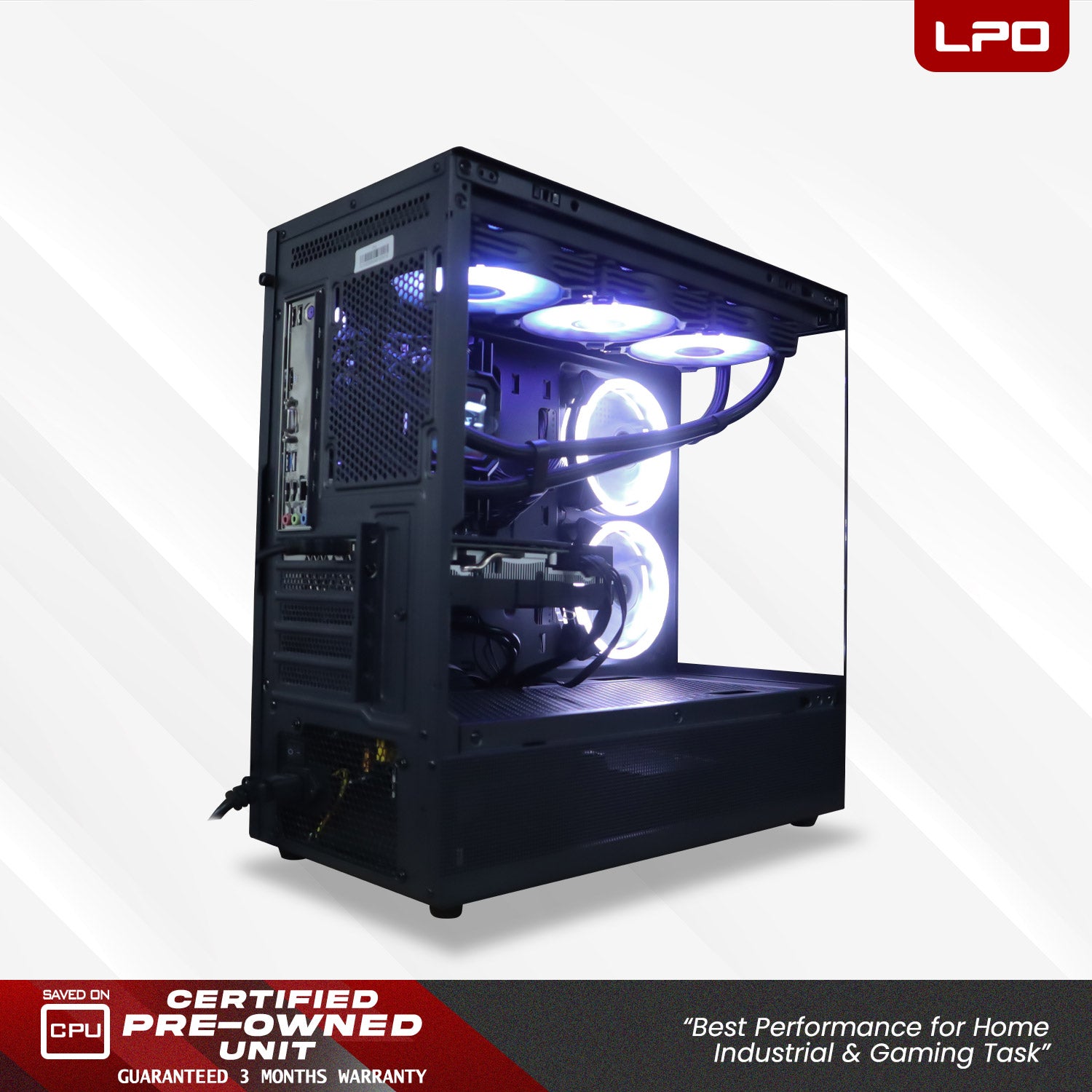 LPO Gaming Unit AMD Ryzen 5 5500 @3.5Ghz B450MHP AM4 Socket RX580 8GB DV360S Wave Series CPU Liquid Cooler Elite 16GB DDR4 256GB 2.5