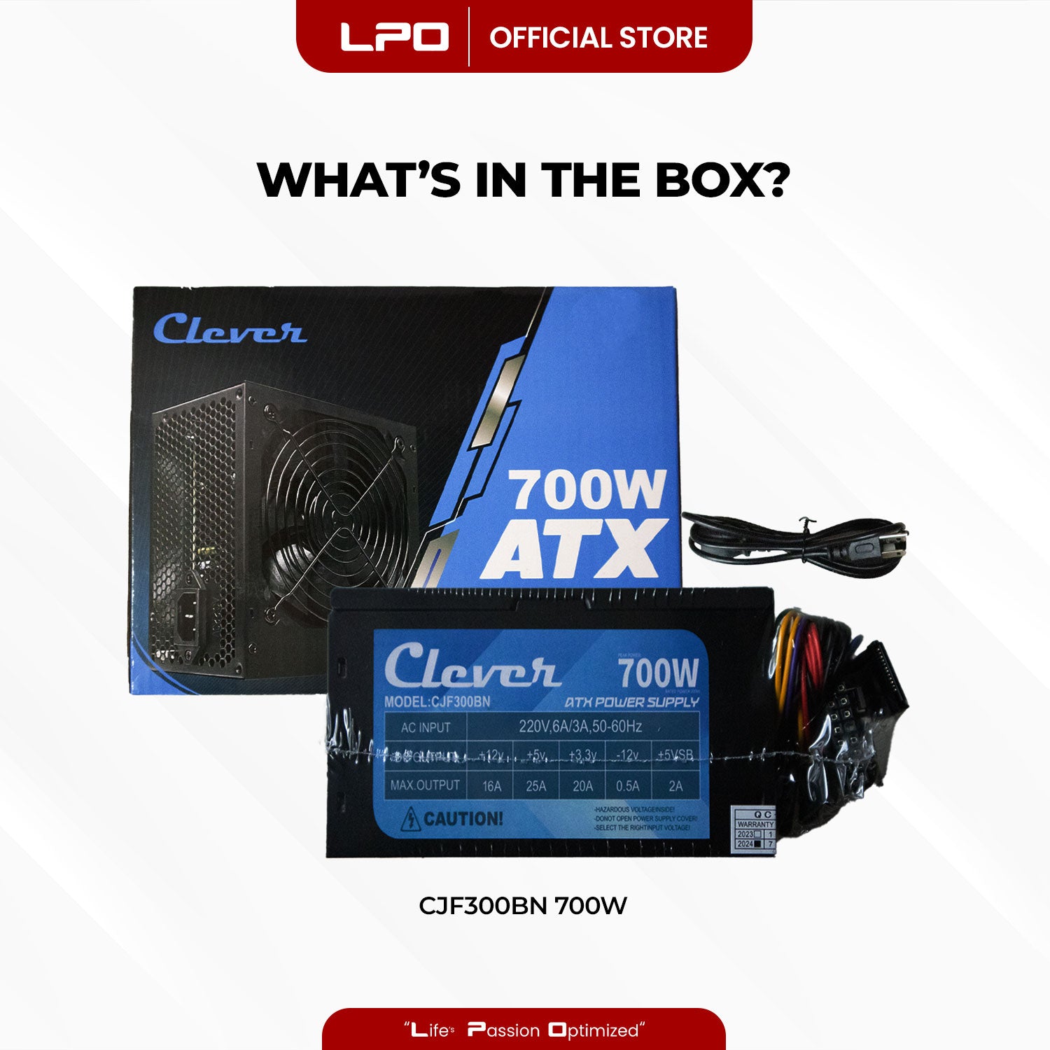 Clever Power Supply CJF300BN 700W ATX PC Power Supply 12cm Fan with Power Cord For CPU Desktop PC Computer
