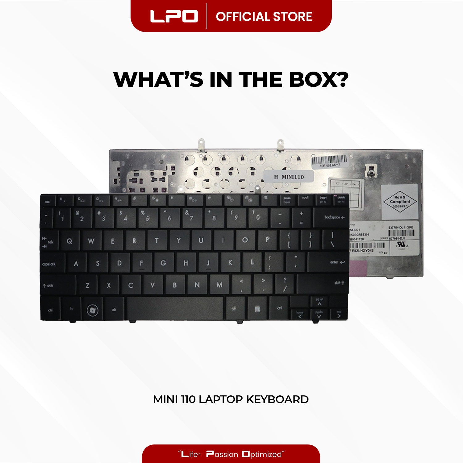 Laptop Keyboard HP Mini 110 External Type / Traditional Black US Compatible with HP Mini 110 Compaq Mini CQ10-500 Series
