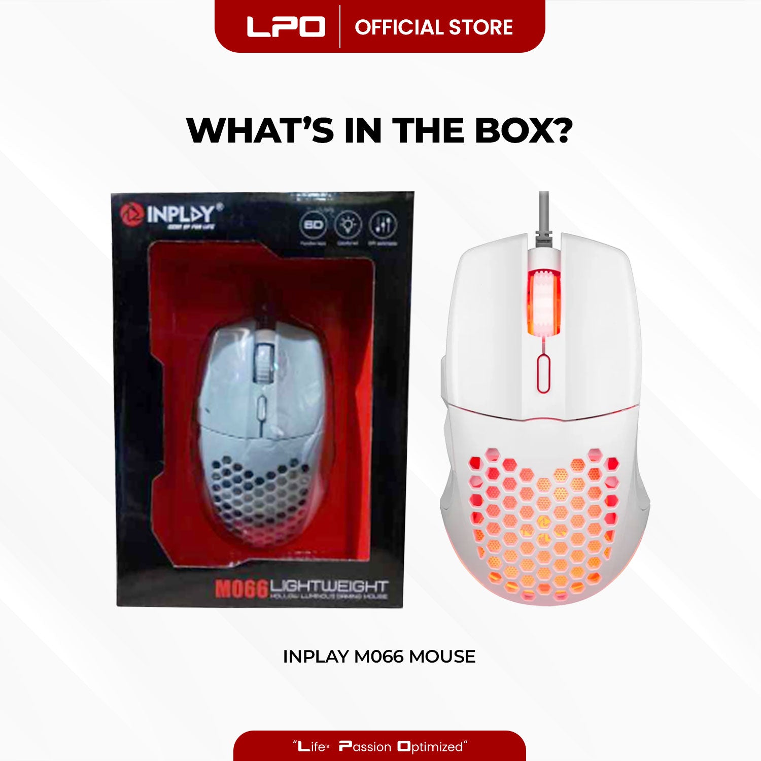 Inplay M066 Wired RGB Gaming Mouse Lightweight Hollow Luminous Mouse For PC Computer Laptop