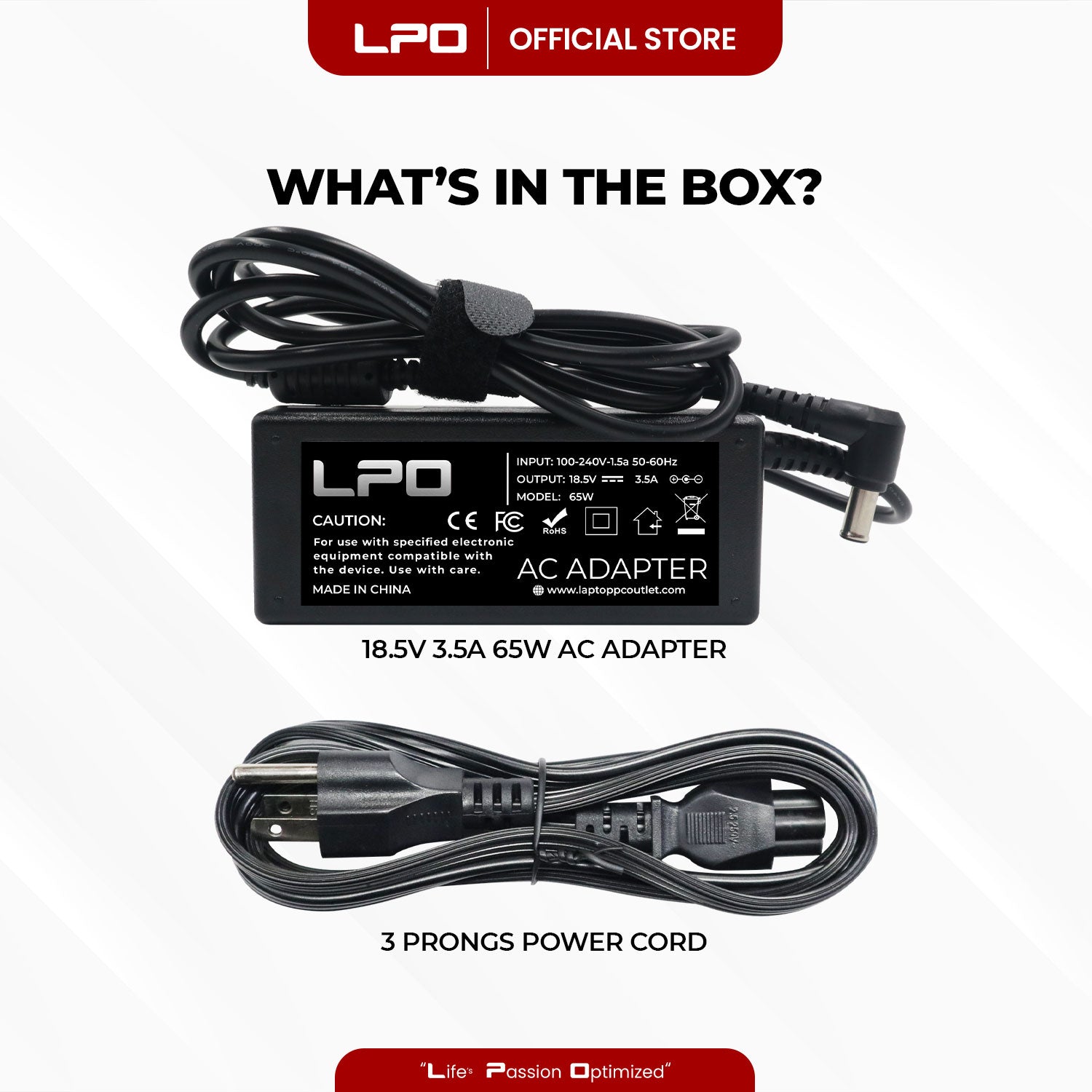 Laptop Charger LG 18.5V 3.5A 65W Circle Pin 6.5mm x 4.4mm Compatible with LG R400 Series